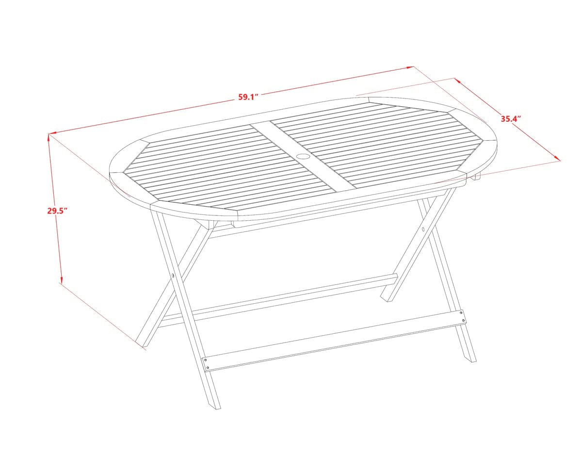 East West Furniture DICM5CWNA 5-Piece Outdoor Bistro Dining Set - Acacia Wood Oval Table & 4 Folding Chairs, 36x60 Inch, Natural Oil Finish - Perfect for Patio, Garden, and Backyard Entertaining