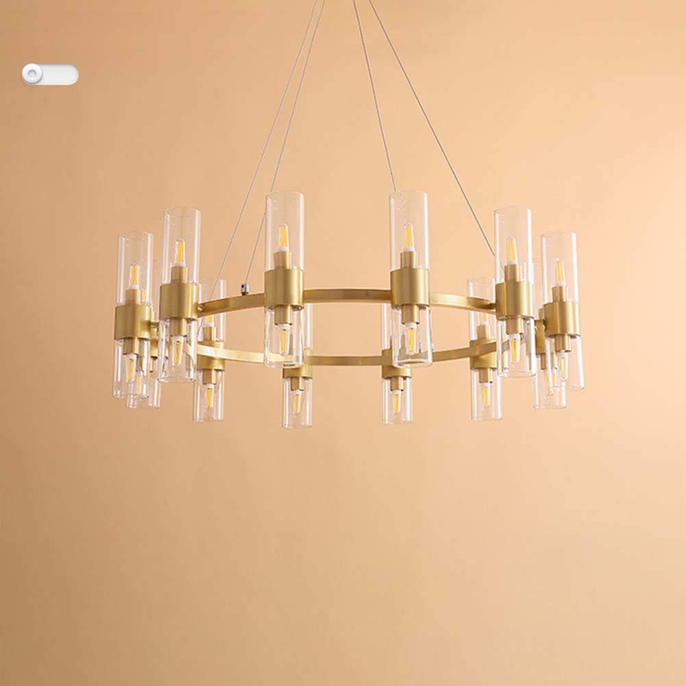 Modern Crystal Glass Chandelier with 32 Adjustable G9 Lights - Full Copper Ceiling Pendant Lighting Fixture for Dining Room, Living Room, Bedroom & Bathroom | Elegant Home Decor & Wedding Venue Lighting