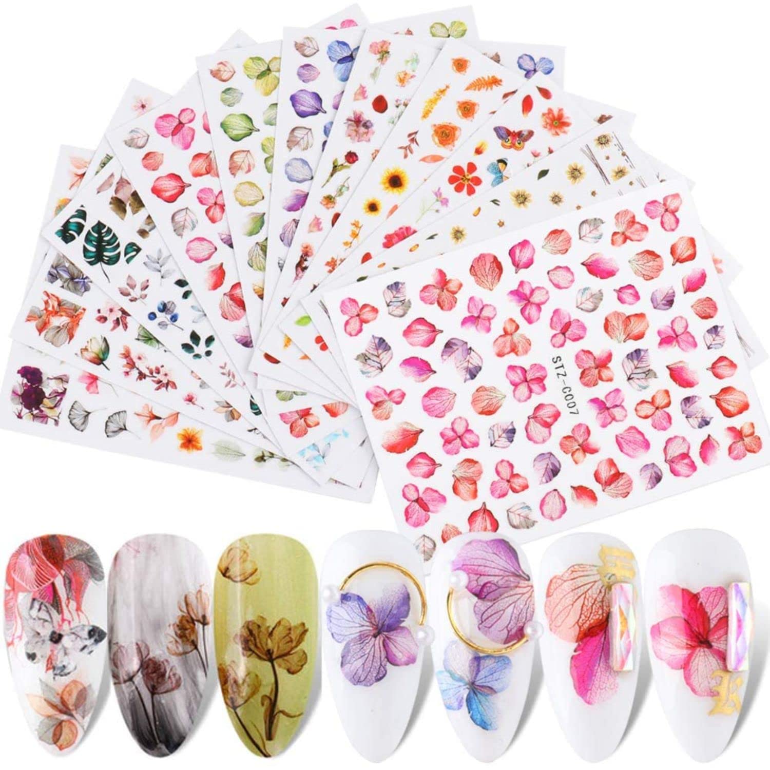 FAMEZA 12-Piece 3D Nail Art Stickers Set - Floral & Butterfly Designs with Free Tweezer for DIY Manicure | Perfect for Home Salon, Parties & Gift Giving