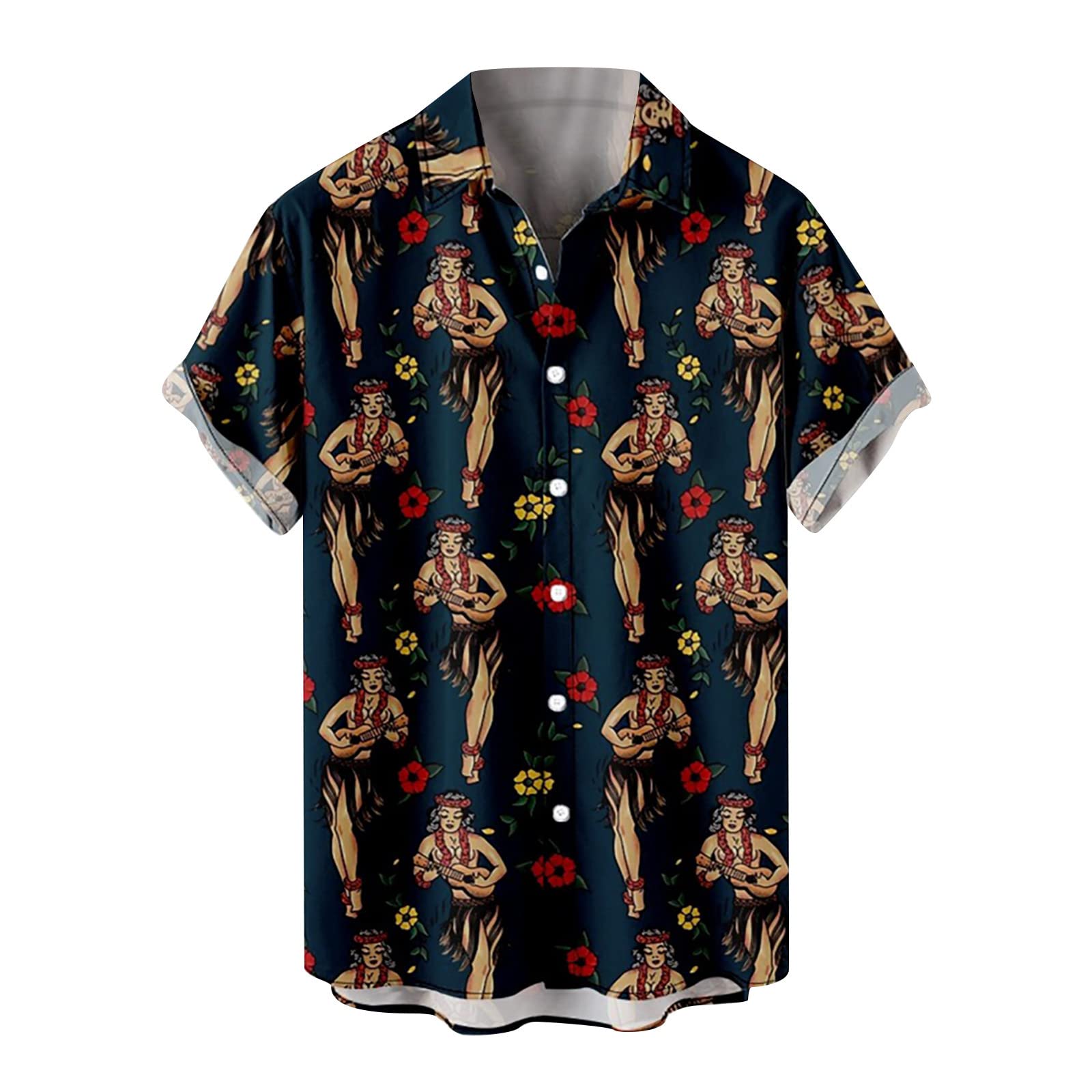 Men's Hawaiian Shirt - Short Sleeve Casual Button Down Tropical Floral Aloha Shirt for Summer Beach Vacation & Luau Party | Lightweight Breathable Fabric for Outdoor Activities