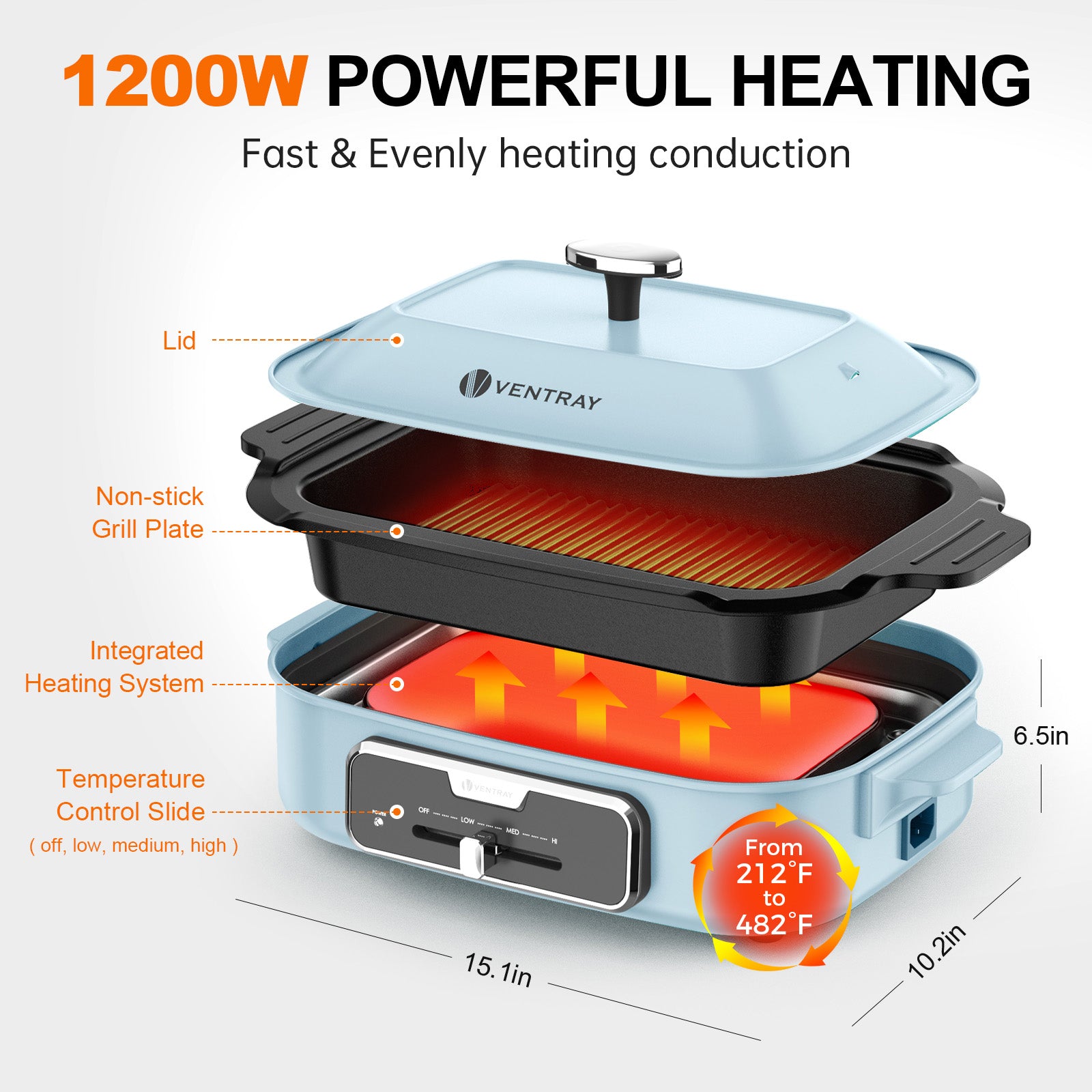 EL GRILL Electric Indoor Grill - Nonstick Smokeless Griddle for Healthy Cooking - Perfect for Apartments, Dorms & Small Kitchens