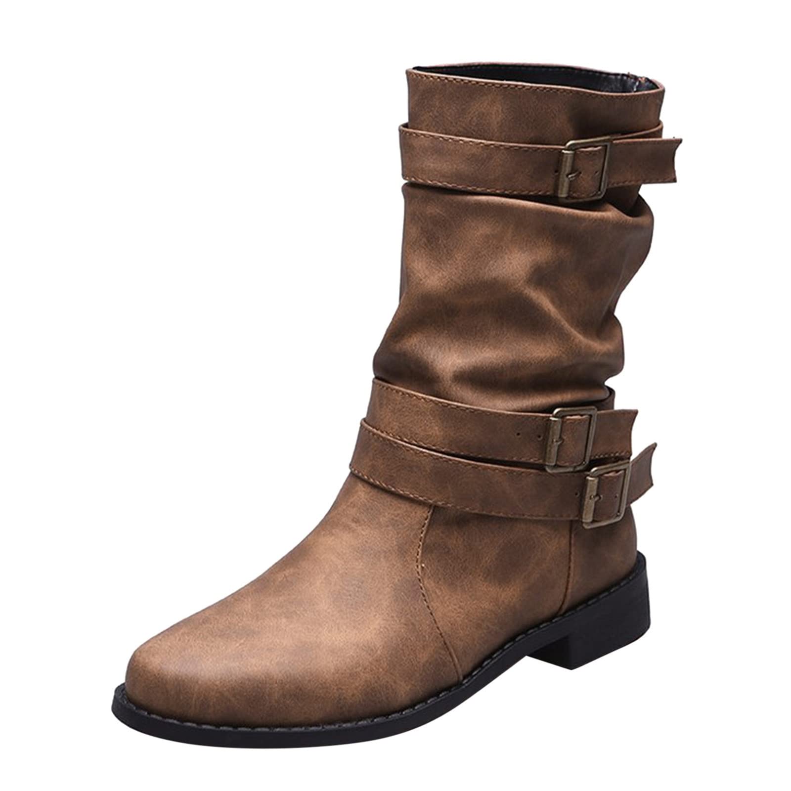 Women's Fashion Ankle Boots with Buckle & Zipper - Retro Denim Short Boots for Casual Wear - Winter Wedge Boots for Women - Perfect for Office, Dating & Daily Outfits
