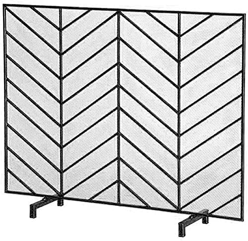 Vintage Gold Freestanding Fireplace Spark Guard Screen - Single Panel Decorative Scroll Design for Baby & Child Safety | Heat Resistant Fireplace Protection for Living Room, Bedroom, or Patio Use