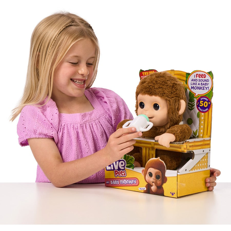 Little Live Pets My Baby Monkey Plush - Interactive Cuddly Toy with Realistic Sounds & Movements - Perfect Gift for Kids Ages 5+ (Ideal for Playtime, Cuddling & Imaginative Play)