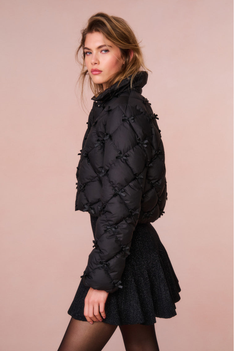 Kasey Quilted Bow Embellished Jacket - Stylish Women's Outerwear for Fall & Winter | Perfect for Date Nights & Office Wear