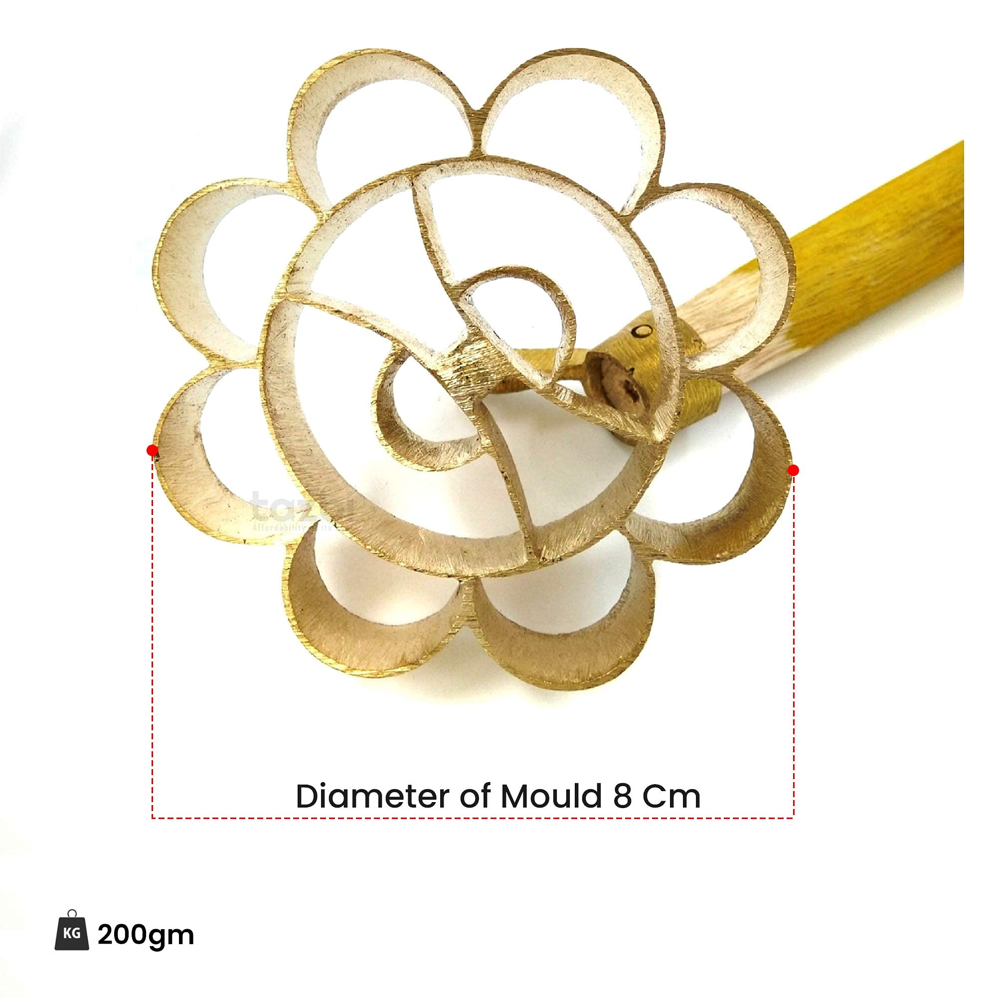 Premium Bronze Achappam Mould - Traditional Indian Cookie Maker with Wooden Handle for Perfect Achumuruku & Achappam Snacks | Ideal for Home Baking, Festive Cooking & South Asian Cuisine Preparation