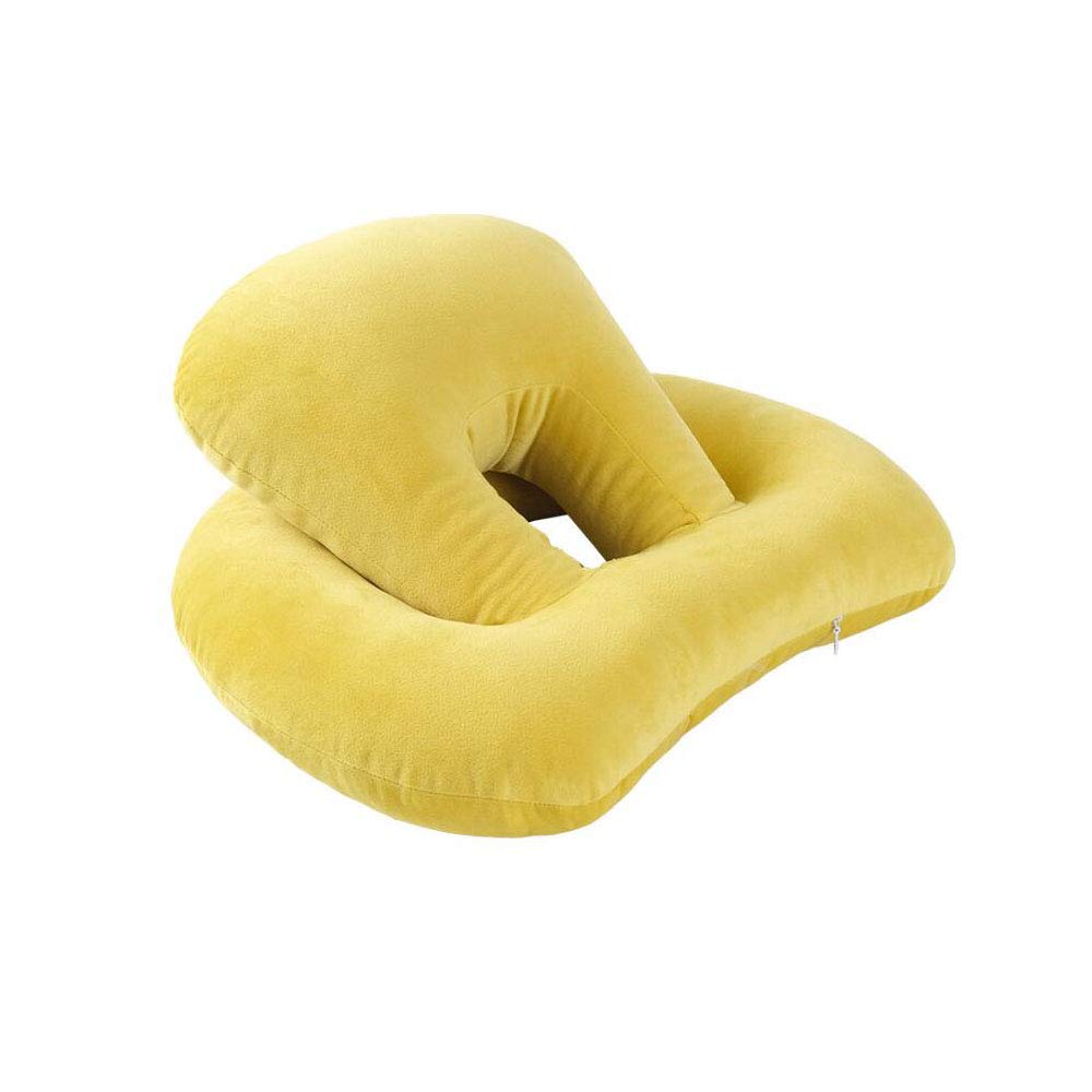 Memory Foam Travel Neck Pillow & Seat Cushion Set - Ergonomic Support for Airplane, Car, Office & Camping - Comfortable Head & Back Support for Men & Women (Yellow) - Perfect for Long Flights, Road Trips & Work From Home