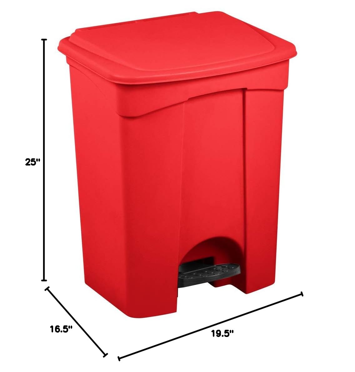 PRO&Family 72 Qt. / 18 Gallon / 68 Liter Red Step-On Trash Can - Large Rectangular Kitchen Garbage Bin, Office Waste Basket, Touchless Recycling Bin for Home, Restaurant, and Commercial Use