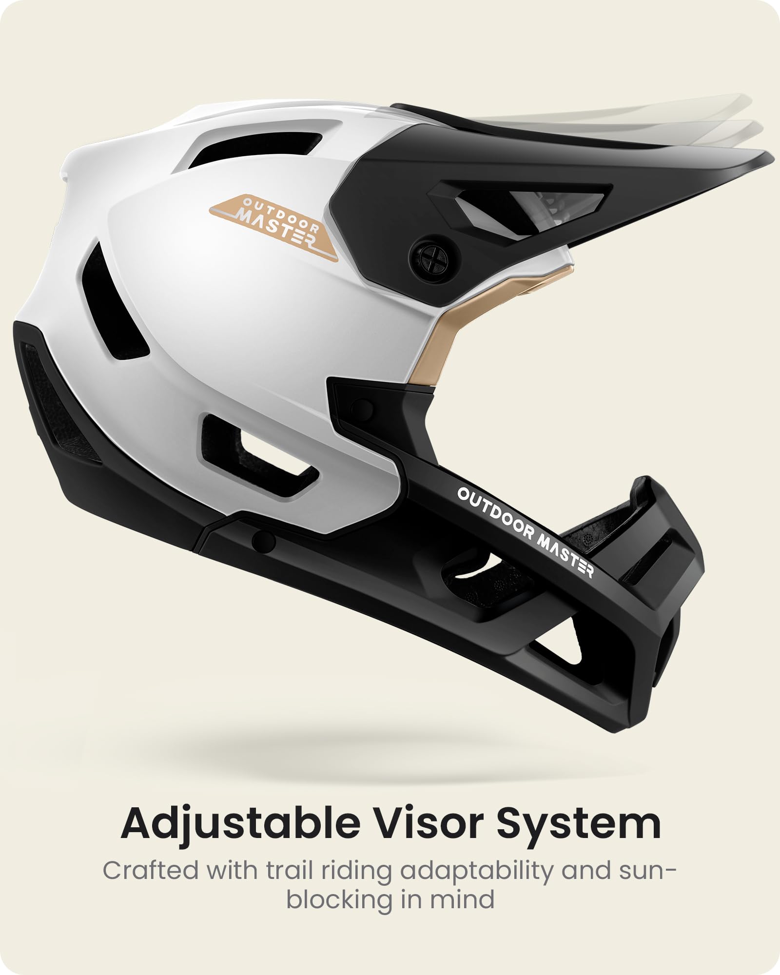 OutdoorMaster Full Face Mountain Bike Helmet for Men & Women - Lightweight Ventilation DH BMX MTB Helmet with Removable Chin Pad | Perfect for Downhill Racing, Trail Riding & Extreme Sports