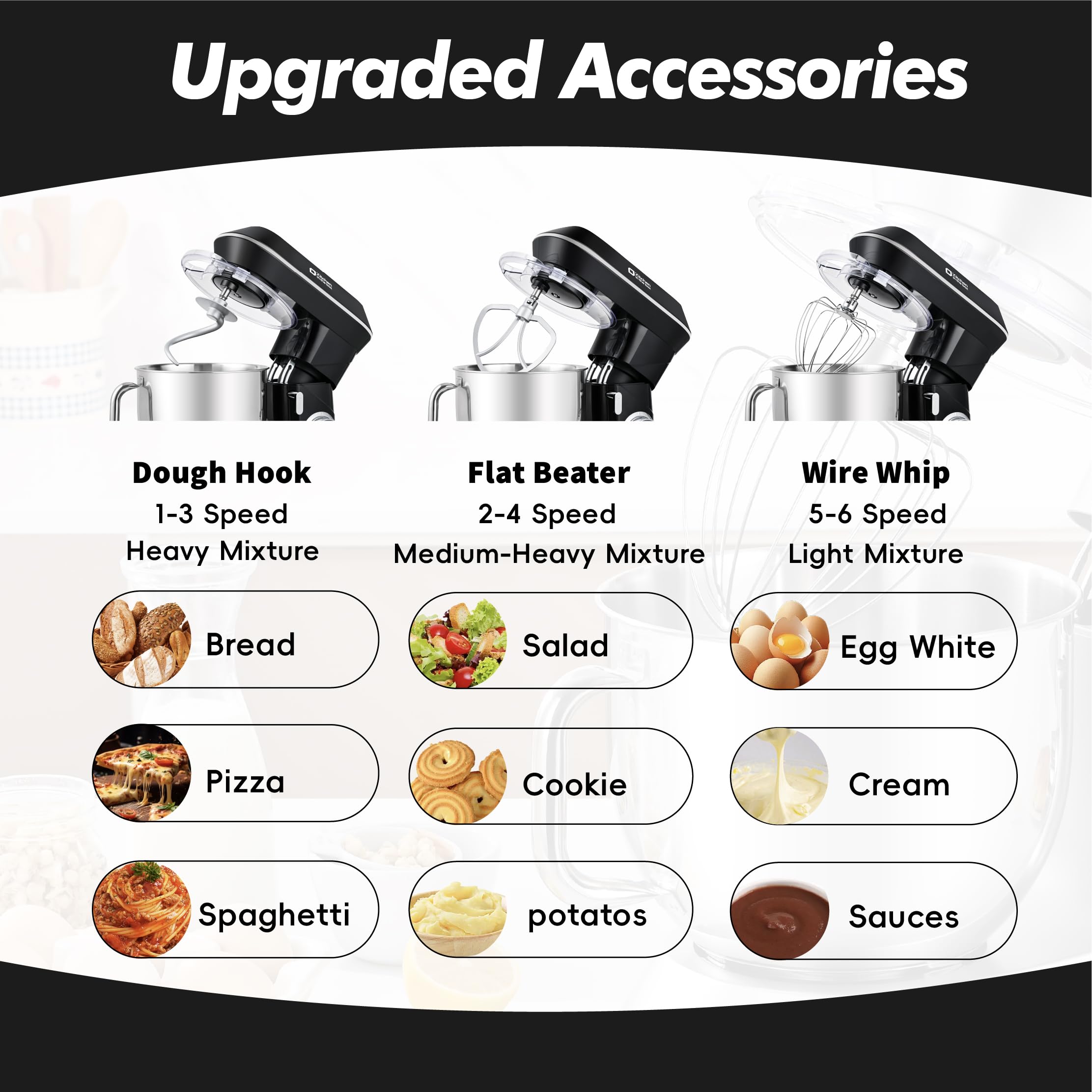 900W 7.5QT Stand Mixer for Baking - 6-Speed Tilt-Head with Dough Hook & Beater - Perfect for Cakes, Cookies & Bread Dough