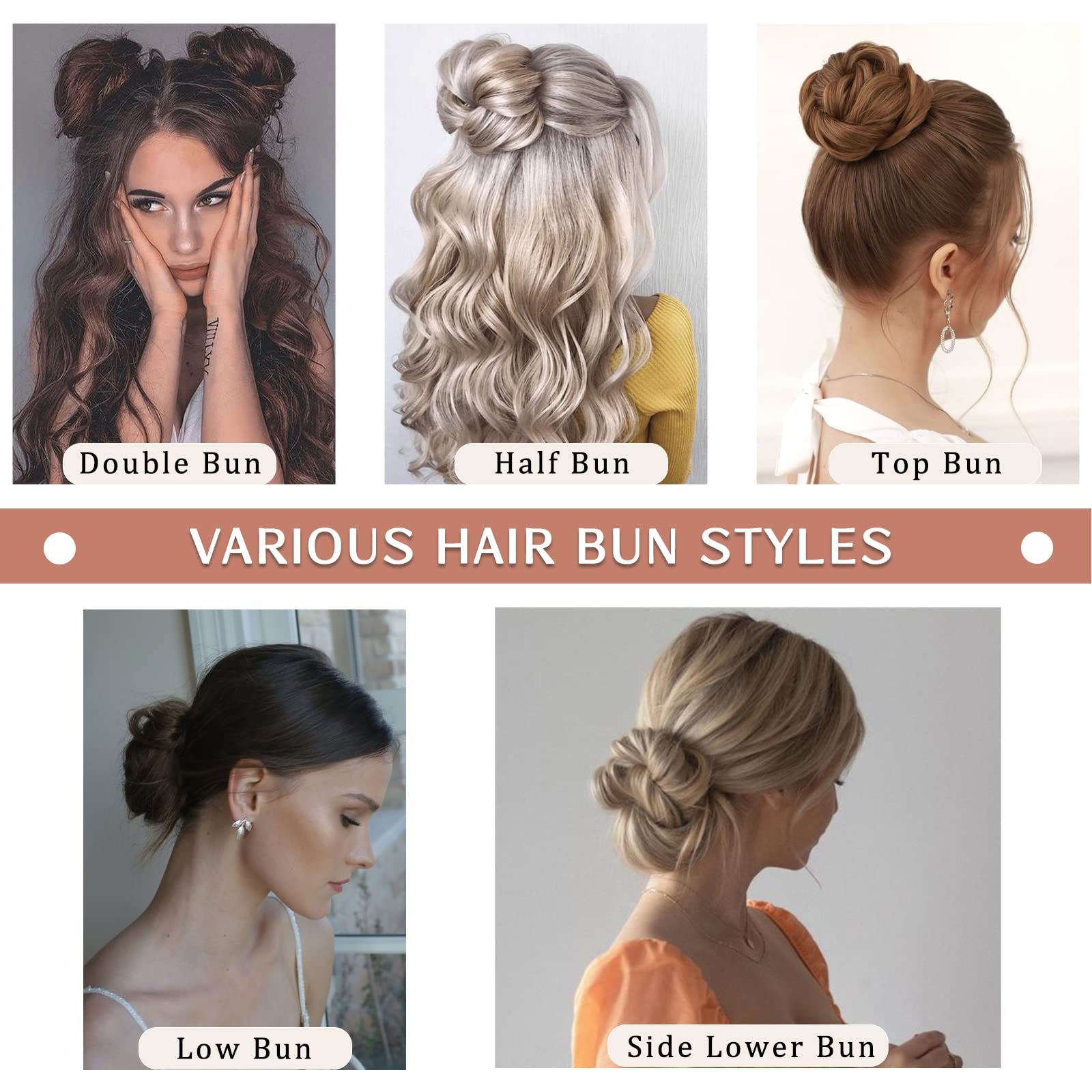 Straight Hair Bun Ponytail Extension - Elastic Scrunchie Hair Tie for Women | Perfect for Workout, Office & Everyday Hairstyles