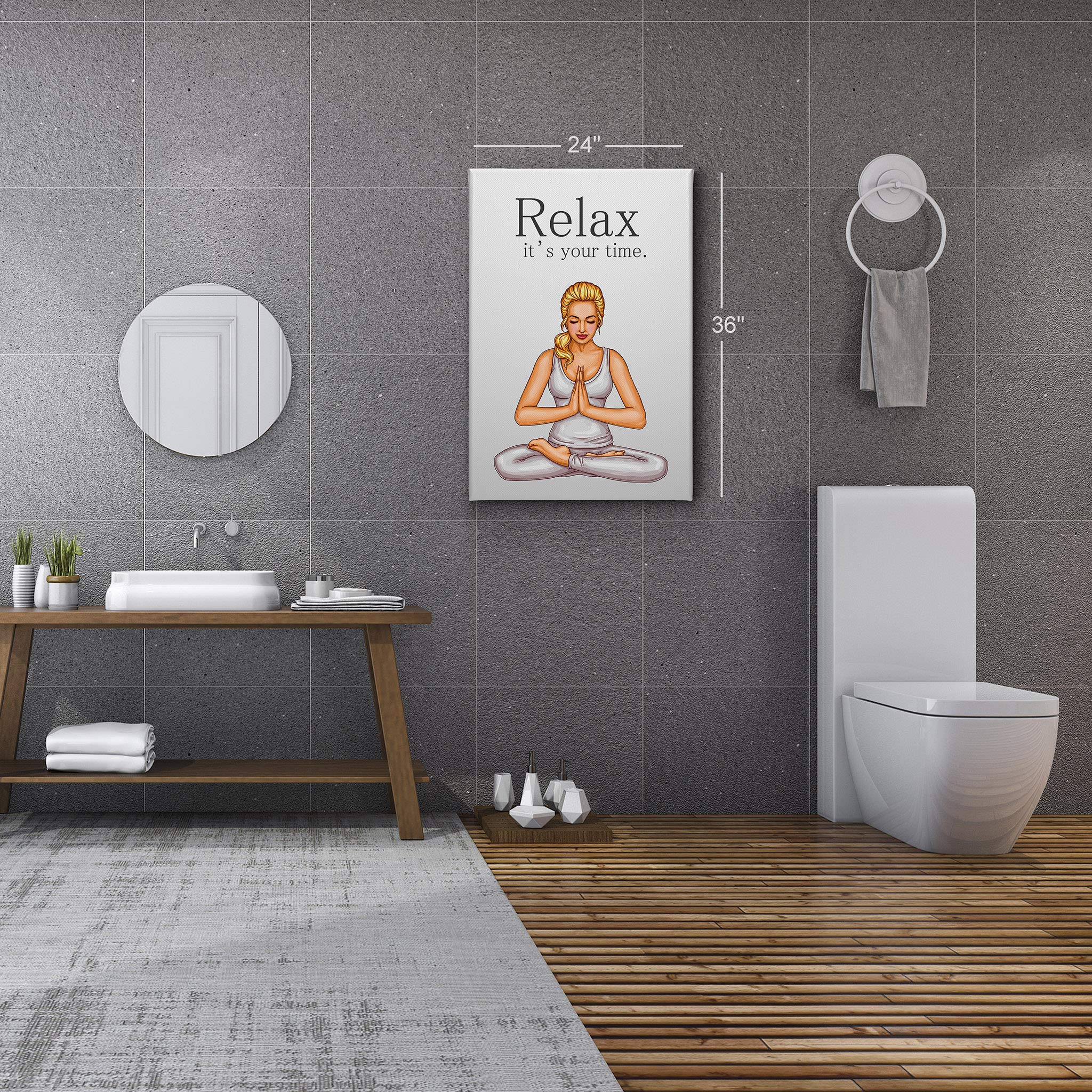 Funny Bathroom Wall Art - 'Relax It's Your Time' Canvas Print for Kids & Nursery Decor | Cute Bathroom Sign, Home Decoration, Ready to Hang (36x24, Made in USA) | Perfect for Bathroom, Kids Room & Nursery Wall Decor