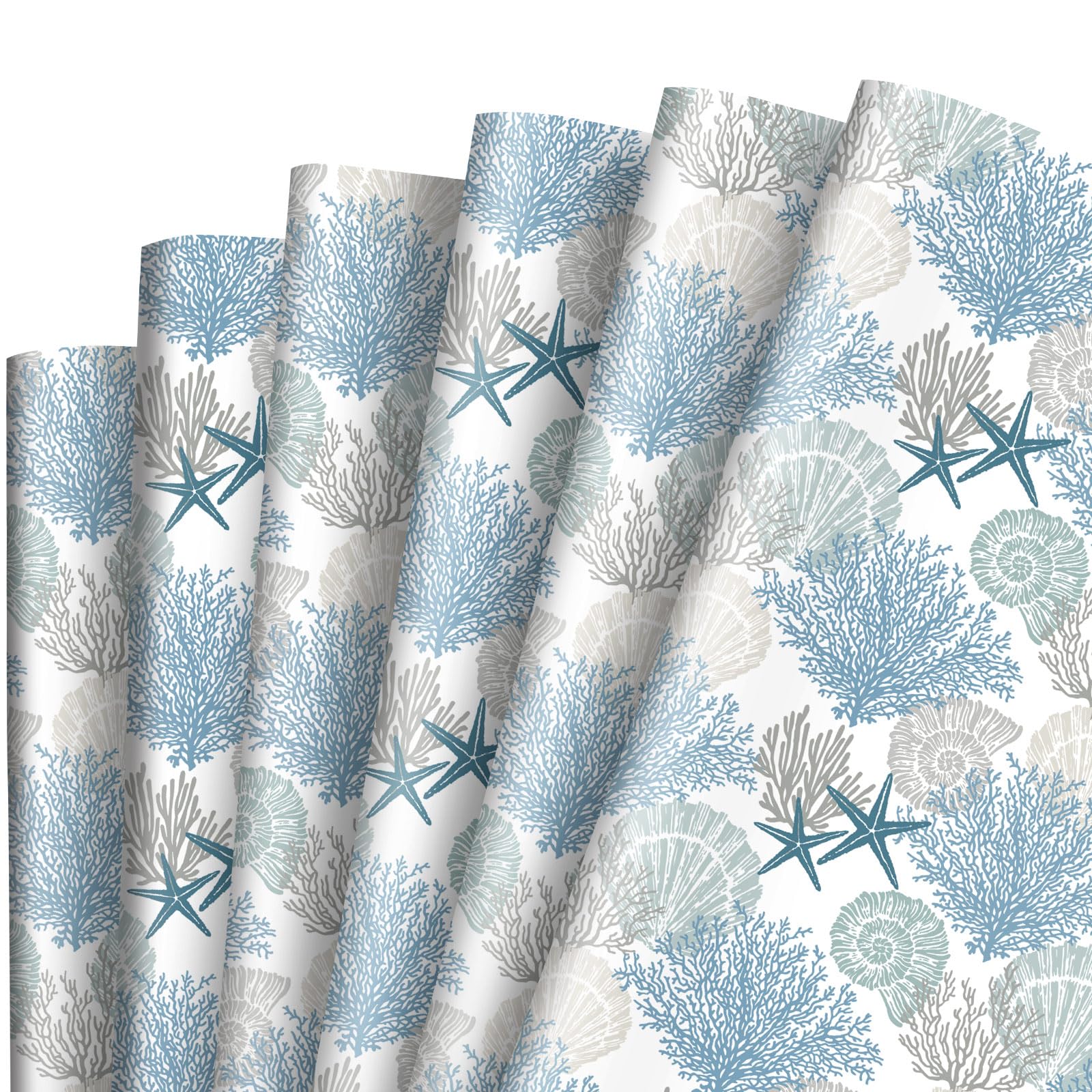 AnyDesign Coral Seashell Wrapping Paper - Ocean Beach Themed Gift Wrap for Wedding, Birthday, Baby Shower - Bulk Decorative Art Paper for DIY Gift Wrapping (19.7