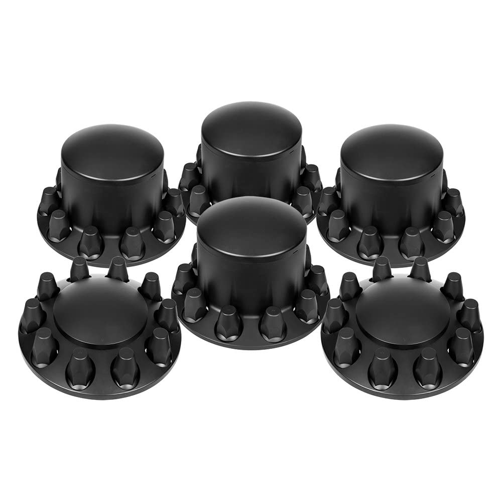 United Pacific 10354 Dome Axle Cover Kit - 33mm Standard Thread-On Nut Covers with Tool, ABS Plastic, Universal Fit for Trucks & Trailers, Matte Black - Heavy Duty Protection for Wheels & Axles