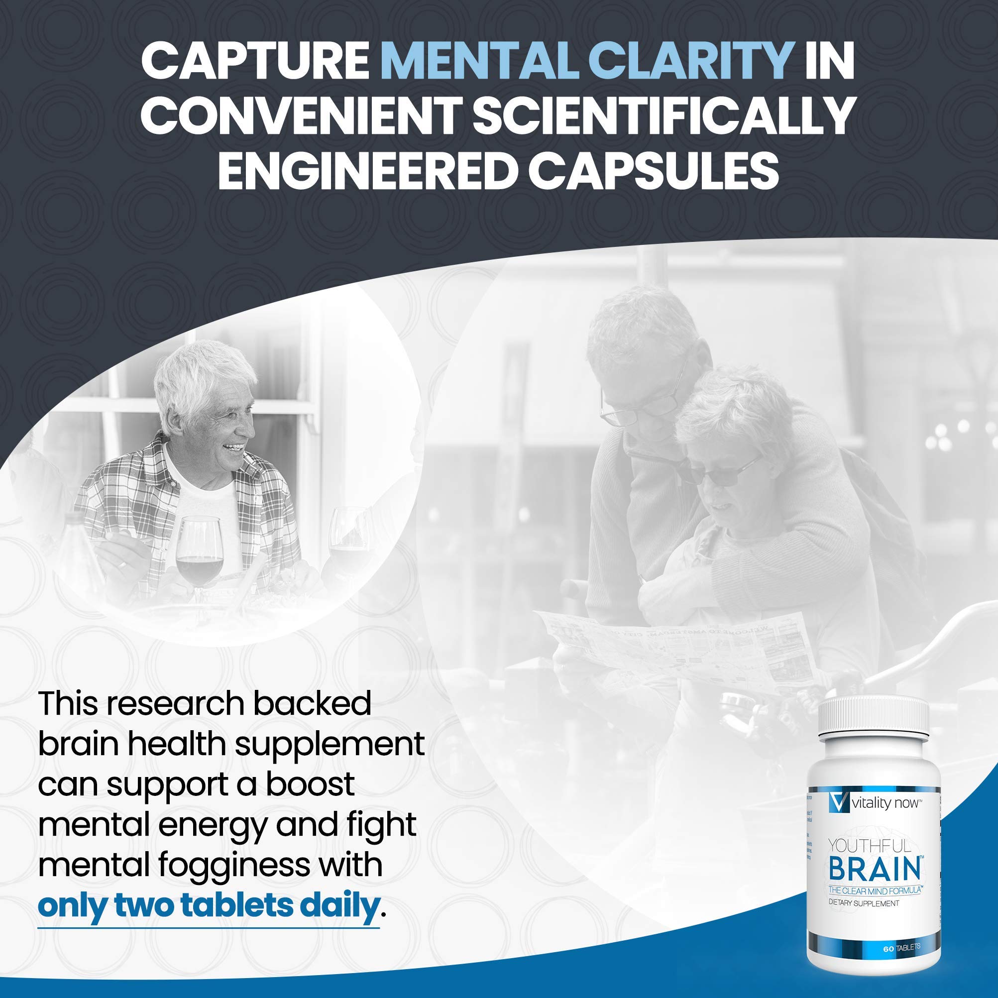 Youthful Brain Memory & Focus Supplement - 4 Bottle Bundle (240 Count) with Bacopa Monnieri, Ginkgo Biloba & Vitamin B12 - Brain Health Support for Adults - 120-Day Supply - Enhance Concentration for Work, Study & Daily Tasks