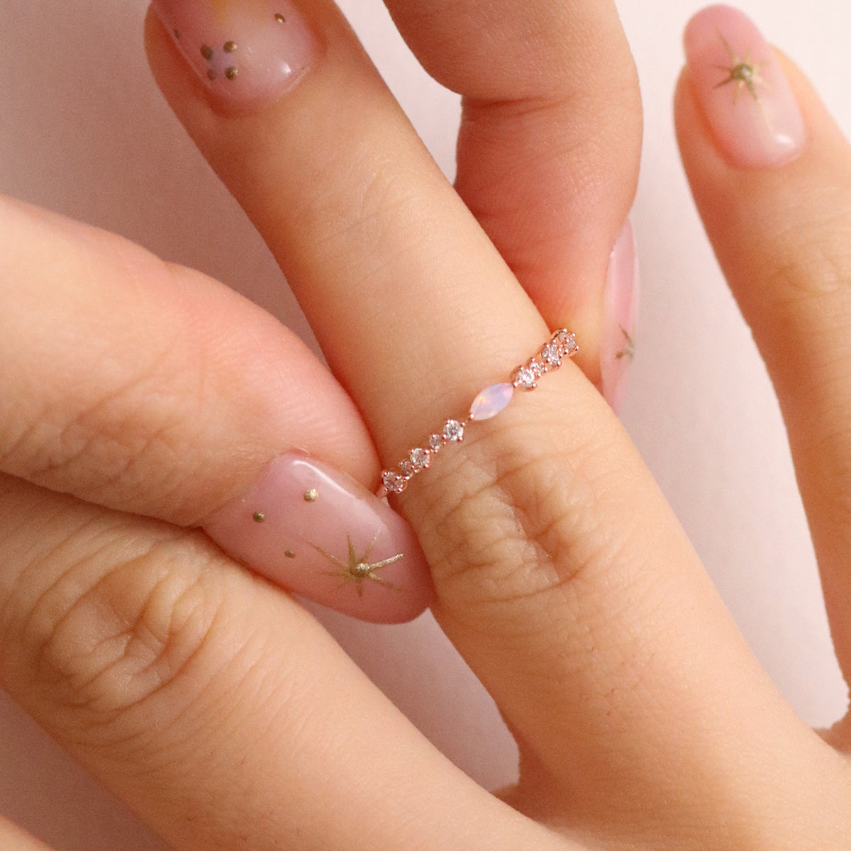 Pink Moonstone Ring for Women - Genuine Natural Stone Jewelry - Elegant Boho Style Ring for Everyday Wear & Special Occasions