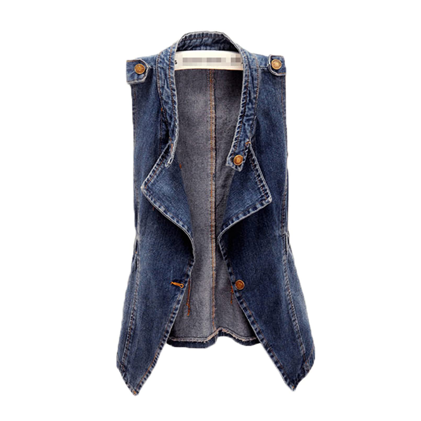 Women's Slim Sleeveless Denim Vest Jacket - Fashionable Collar Waistcoat Top for Spring & Autumn | Perfect for Casual Outings, Layering, and Street Style Looks