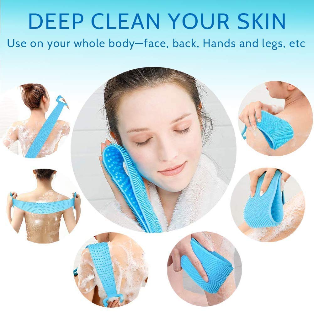 DD Retails Silicone Body Scrubber & Double-Sided Bath Brush - Exfoliating Shower Brush for Smooth Skin - Multi-Colored (1 Pack) - Perfect for Spa, Home Use & Gift Ideas
