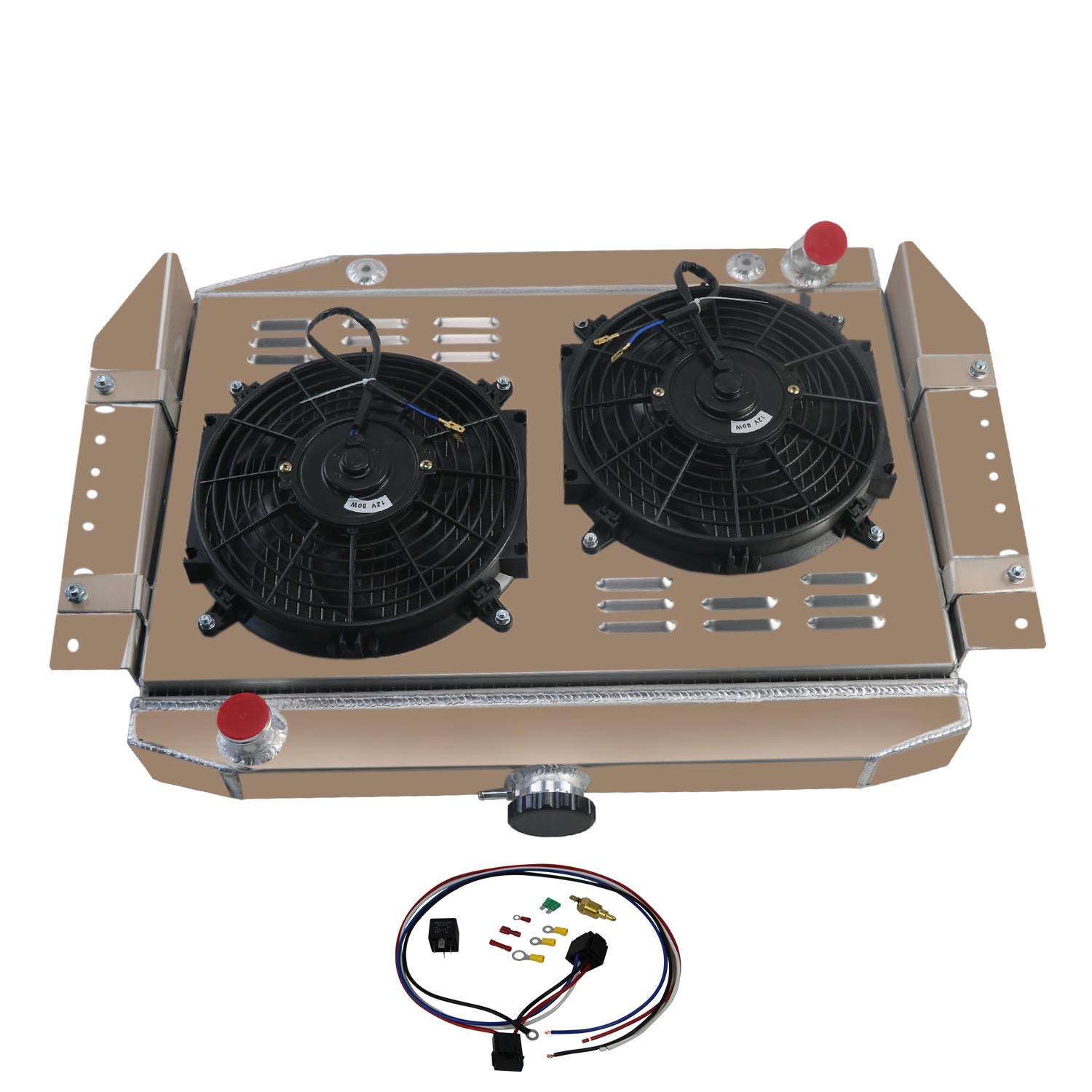 High-Performance 3-Row Aluminum Radiator for 1972-1979 Jeep Cherokee Wagoneer J-Series V8 - Complete Cooling Kit with Fan Shroud & Relay - Perfect for Off-Roading & Engine Upgrades