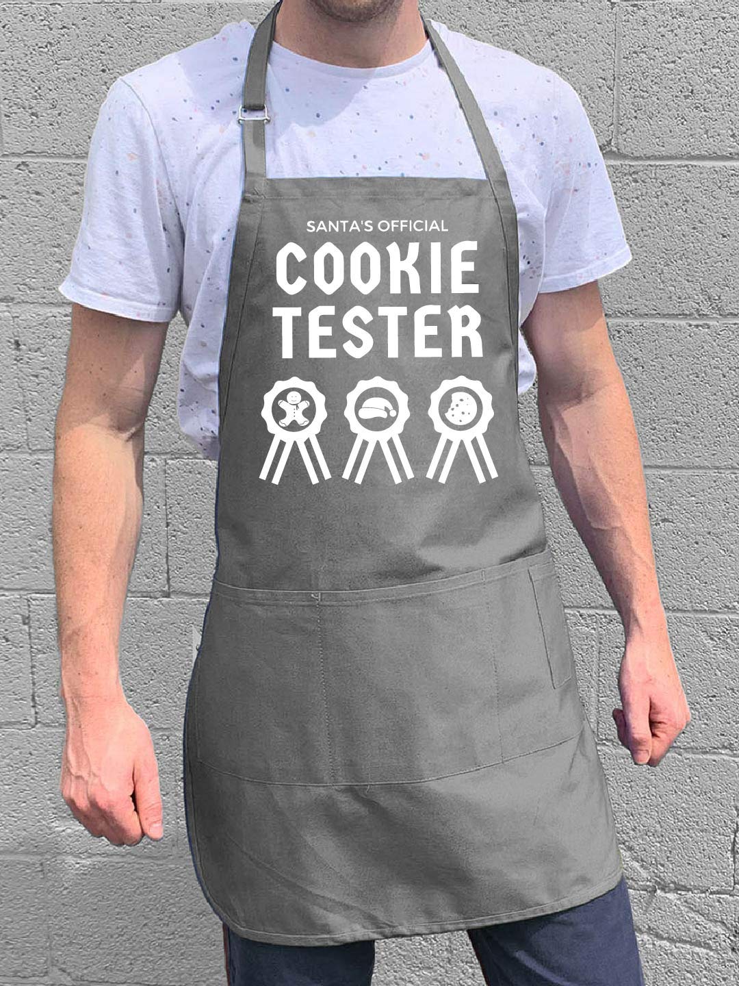 Santa's Official Cookie Tester Apron - Adjustable Waist Straps One Size Fits All - Perfect for Christmas Baking, Cookie Decorating & Holiday Kitchen Gifts