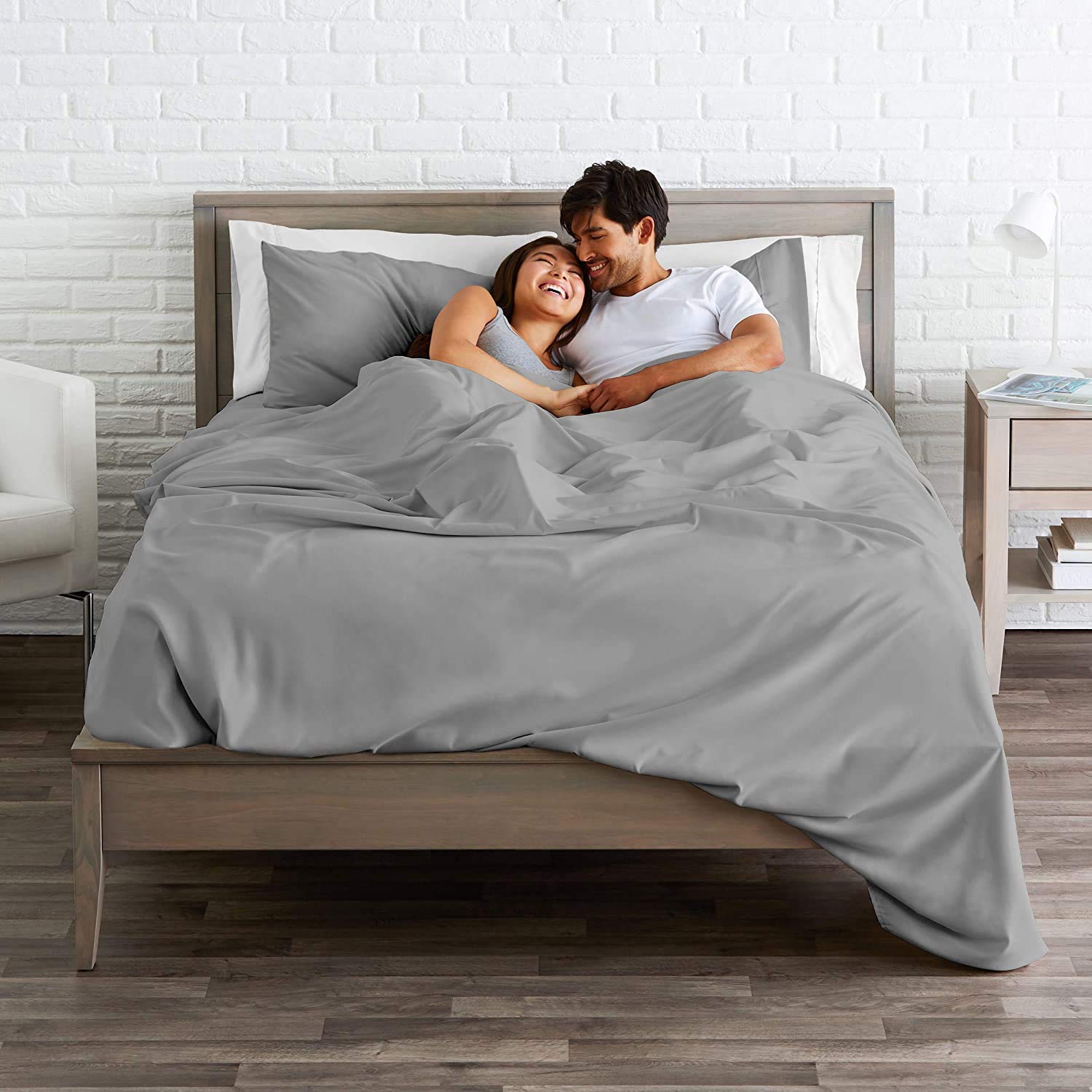 Premium 100% Egyptian Cotton Sheet Set - 4 Piece 800 Thread Count Luxury Bed Sheets for Olympic Queen Size Bed | Soft, Breathable & Durable | Perfect for Master Bedroom, Guest Room & Hotel Use (Light Grey)