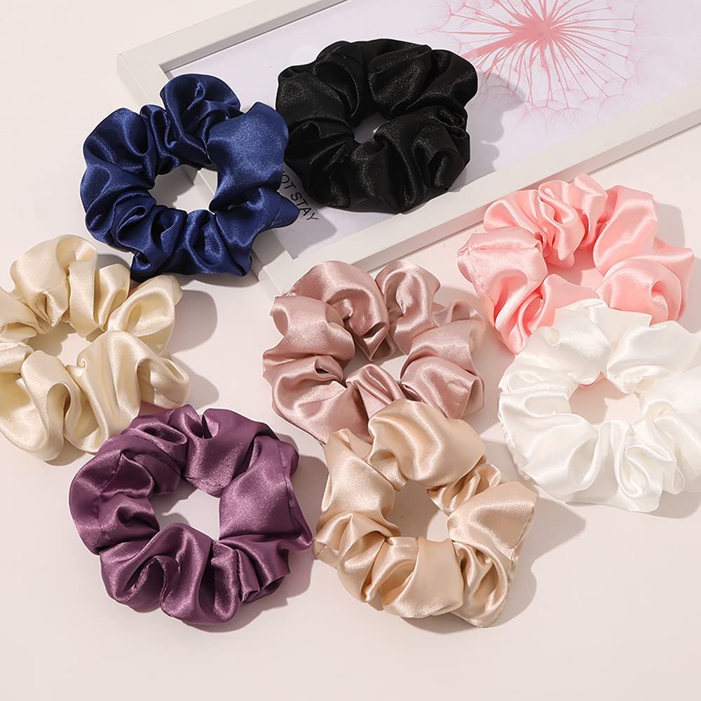 Silky Satin Scrunchies for Women & Girls - Soft Ponytail Holders Hair Ties (24-Pack, Multicolor) - Perfect for School, Work, Gym & Everyday Hairstyles
