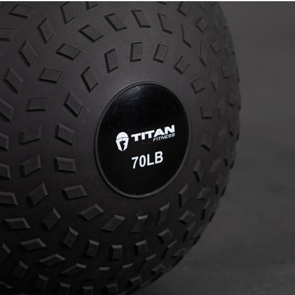 Titan Fitness Rubber Tread Slam Ball - Heavy Duty Dead Bounce Weighted Exercise Ball for Strength Training, CrossFit, HIIT Workouts - Perfect for Throwing, Catching, Slamming & Twisting Drills in Home Gym or Outdoor Fitness