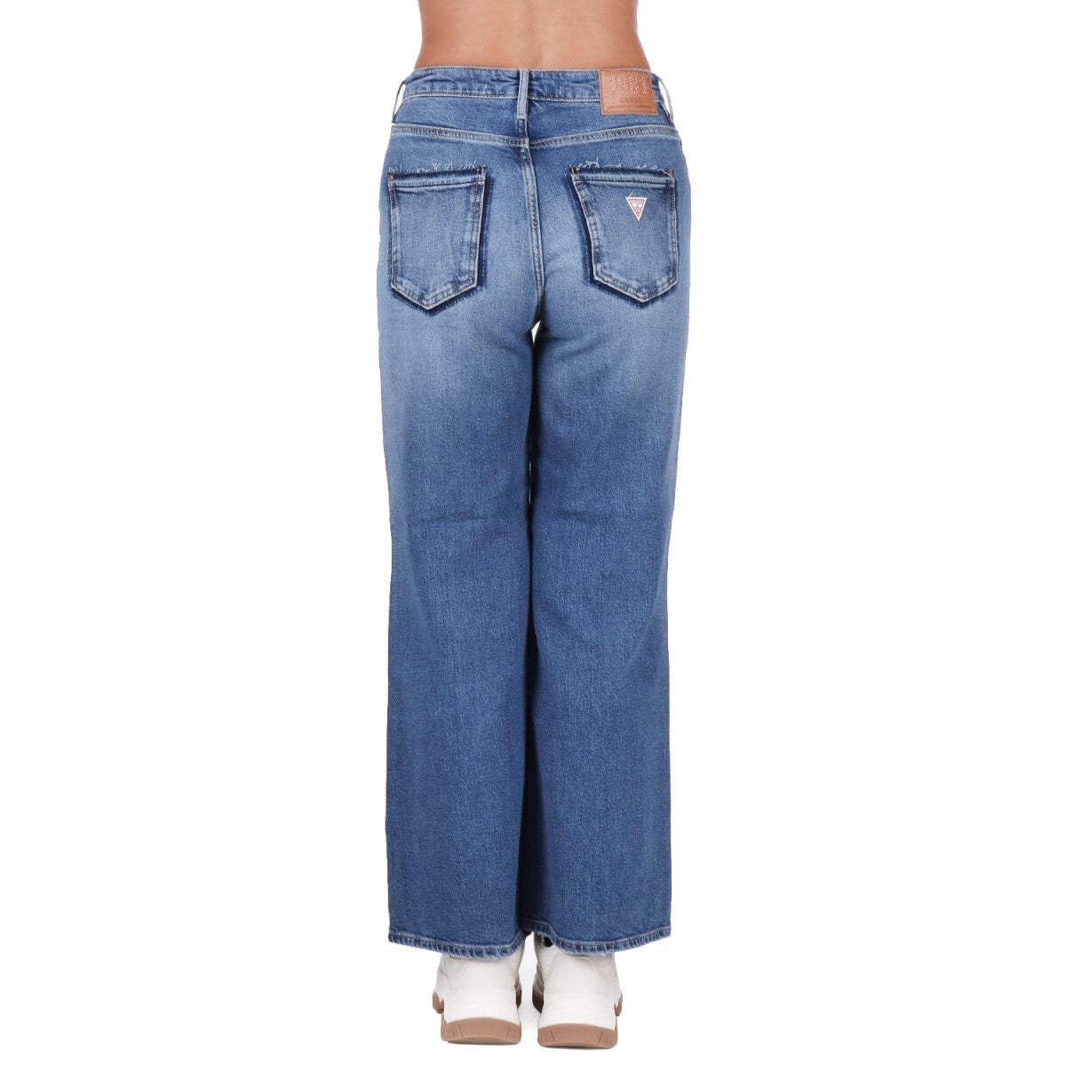 GUESS Women's Wide Leg Ankle Jeans - Trendy High Waist Stretch Denim Pants for Casual & Office Wear