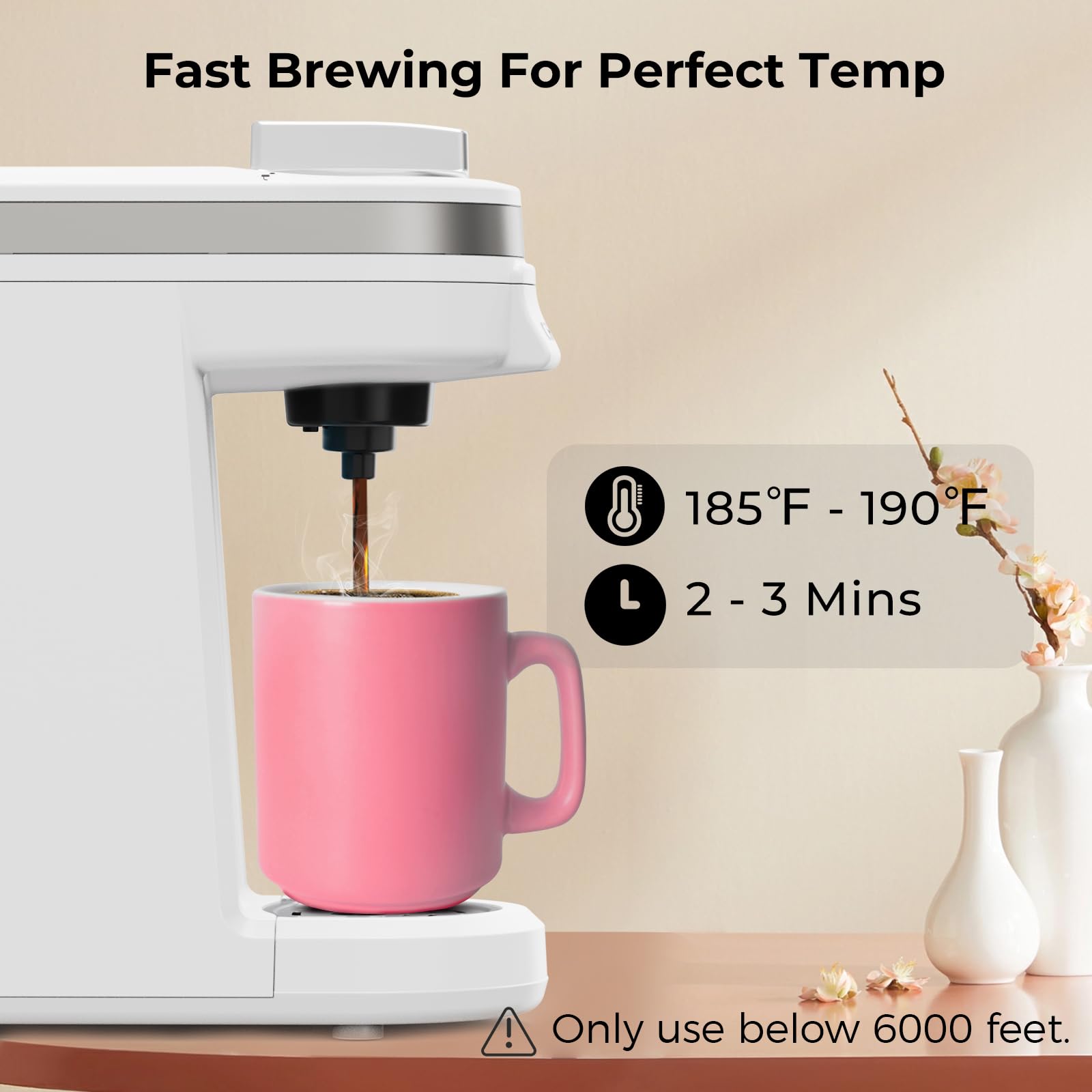 CHULUX Mini K-Cup Coffee Maker - Single Serve for Americano, Home & Office