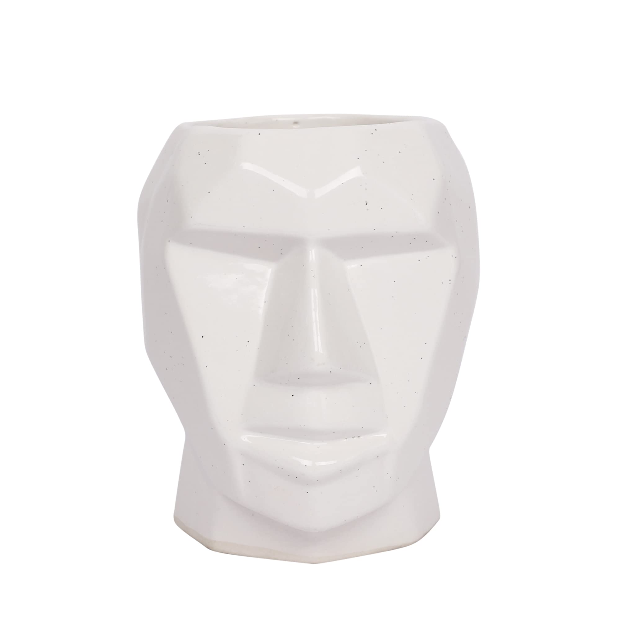 Handmade Ceramic Man Shape Flower Vase Planter - Khurja Pottery Home Decor (White, 6.5
