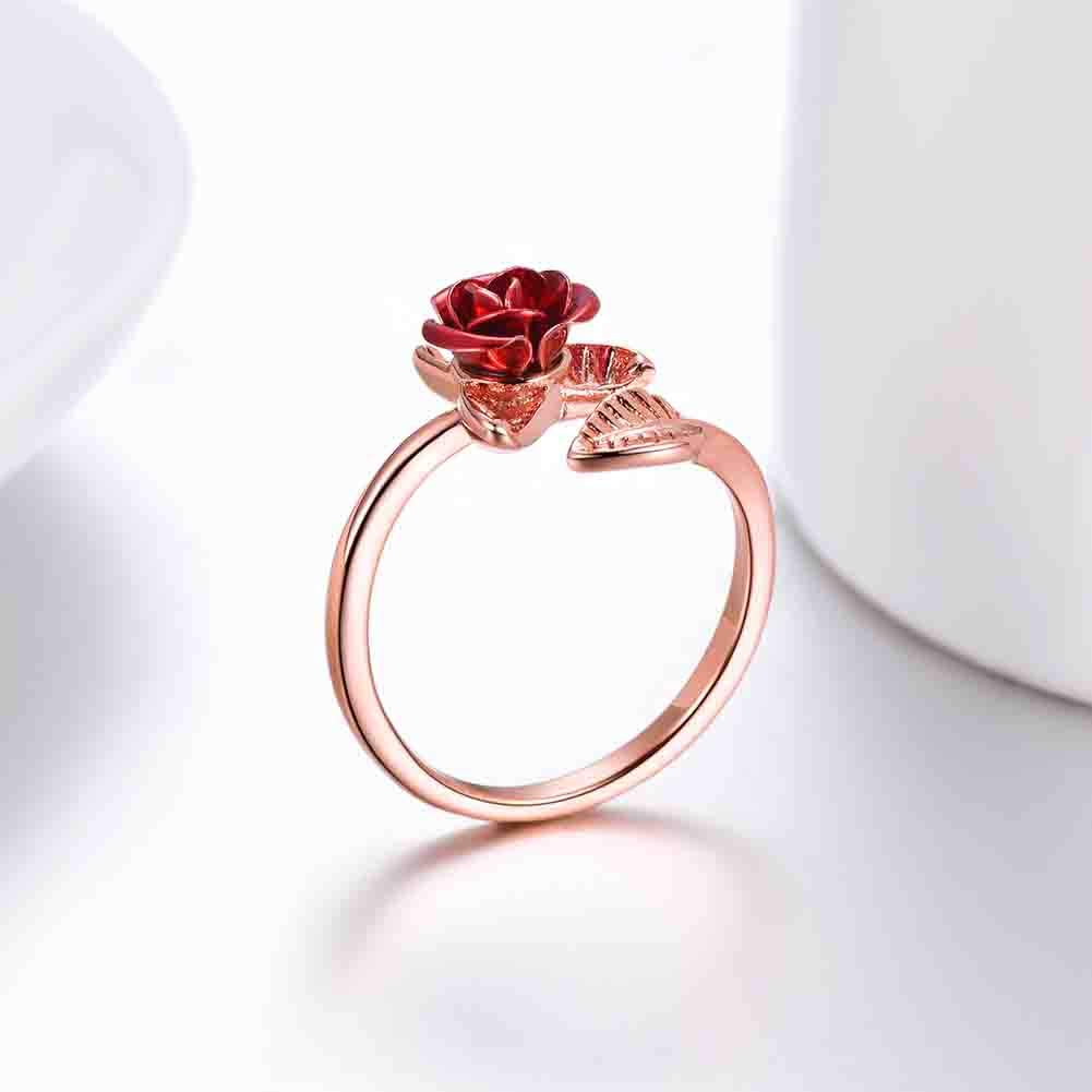 Exquisite Rose Flower Open Adjustable Ring for Women - Silver Love Wedding Engagement Jewelry Gift | Perfect for Valentine's Day, Anniversaries & Romantic Occasions