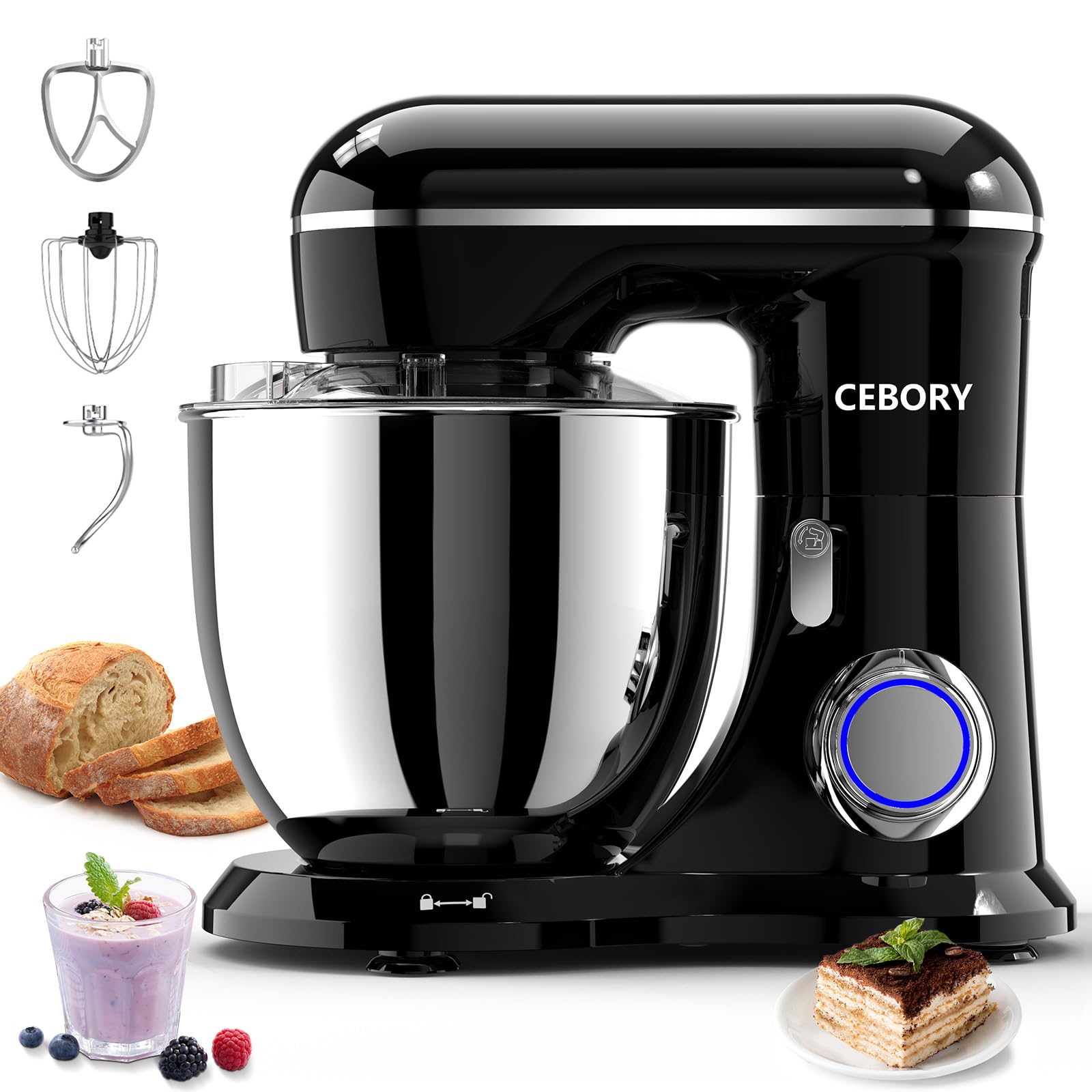 **6.5QT 660W 10-Speed Electric Stand Mixer - 3-in-1 Kitchen Mixer with Dough Hook, Beater & Whisk - Perfect for Baking Bread, Cakes & Home Cooking - Ideal for Bakers & Home Chefs (Black)**    **Usage Scenarios:** Great for kneading dough, whipping cream, mixing cake batter, and preparing homemade meals in your kitchen.