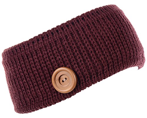 Rib Knit W/ Button Burgundy