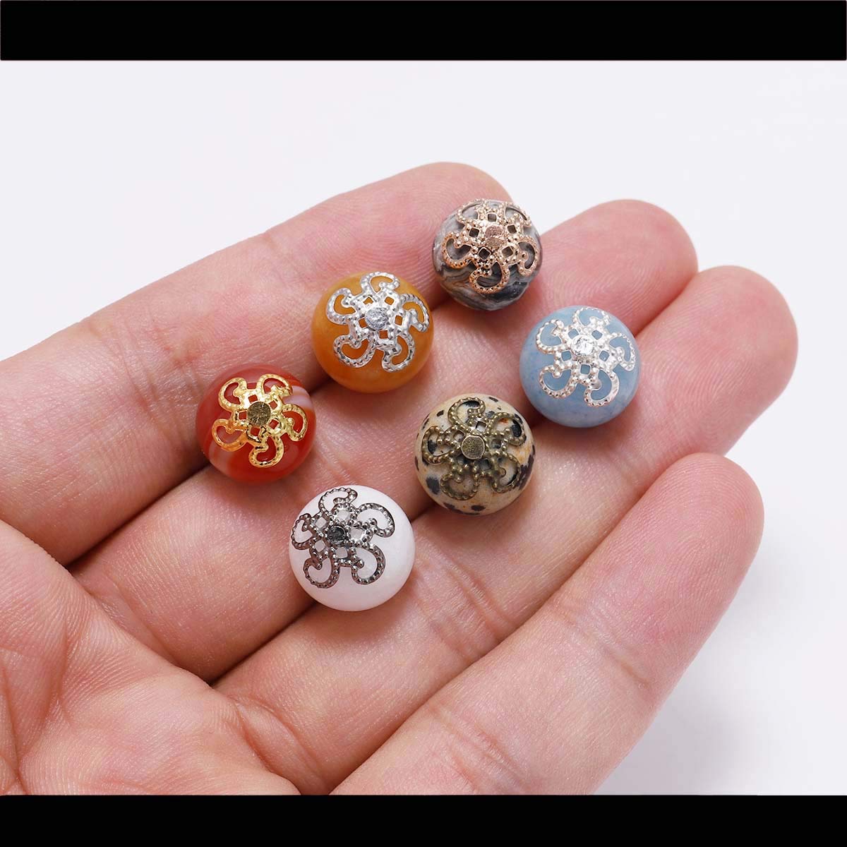 100 Pcs 8mm Shiny Vintage Filigree Gun Black Flower Bead End Caps - Metal Jewelry Findings for DIY Bracelets, Earrings, Necklaces - Perfect for Handmade Boho, Gothic & Vintage Style Jewelry Making (8mm x 100pcs)