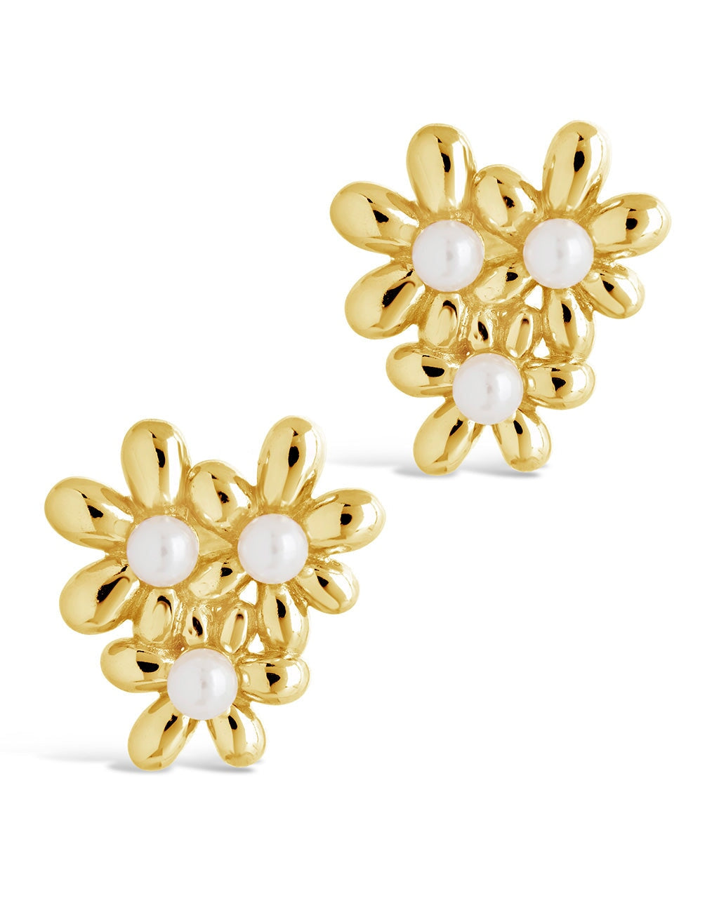 Vallie Pearl Flower Stud Earrings for Women - Elegant Floral Pearl Earrings for Daily Wear, Wedding, Party & Gift Giving