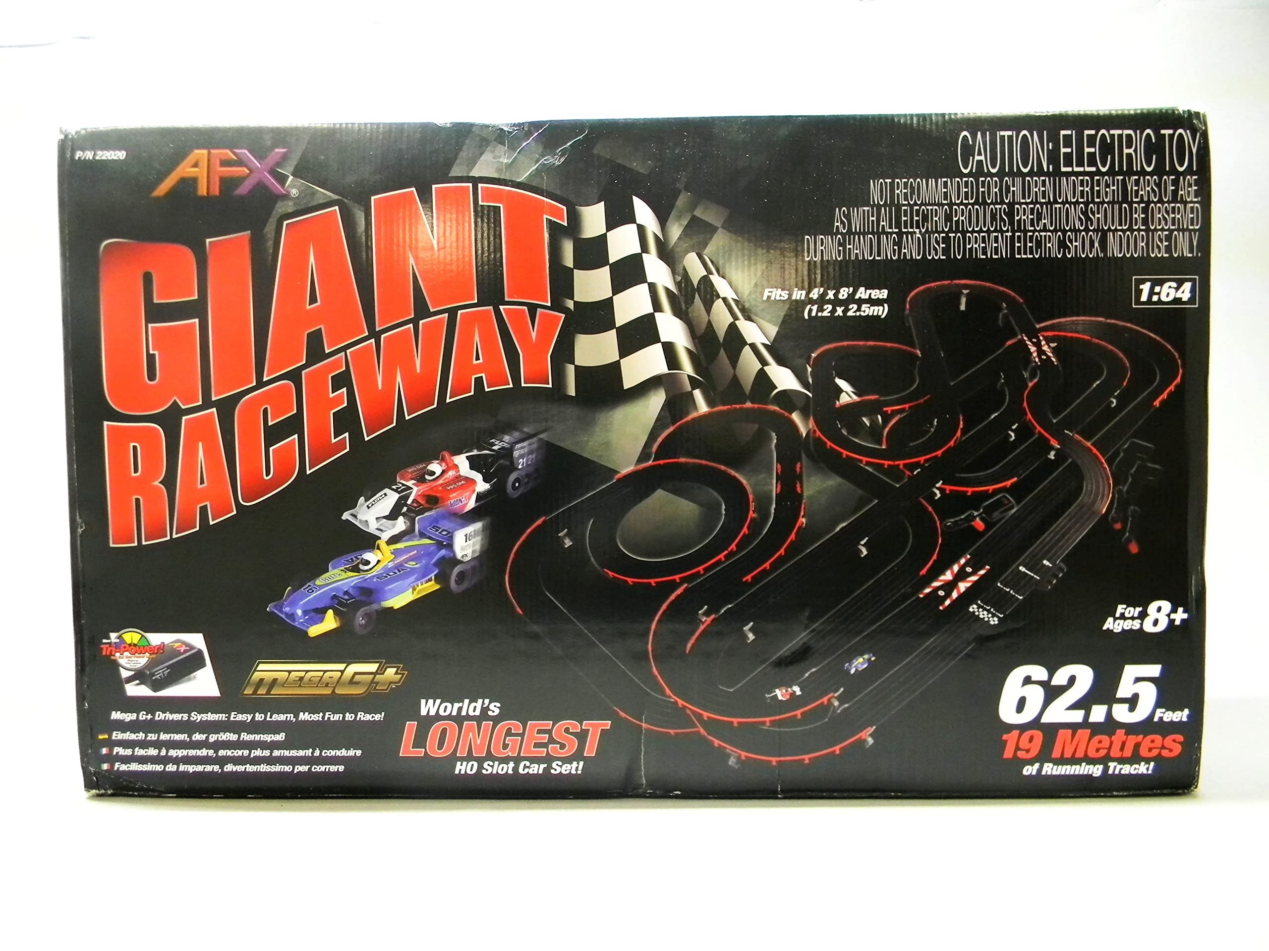 AFX 22020 Giant Raceway HO Scale Electric Slot Car Set - High-Speed Racing Toy for Kids & Adults - Perfect for Home, Office & Game Room Entertainment