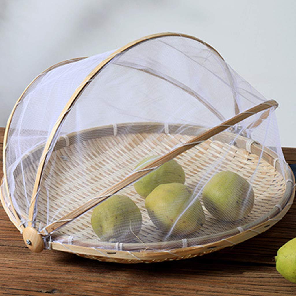 Handmade Bamboo Basket with Bug Net - Picnic & Food Storage