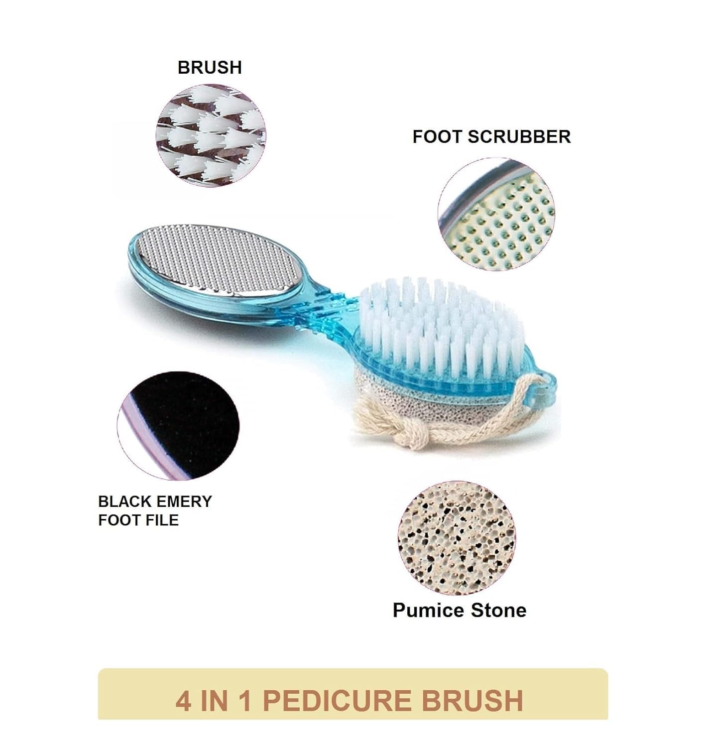 4-in-1 Pedicure Brush & Foot Scrubber for Dead Skin Removal - Callus Remover, Pumice Stone & Foot Cleaner Tool (2-Pack, Multicolor) - Perfect for Home Pedicures, Spa Days & Soft Feet Care