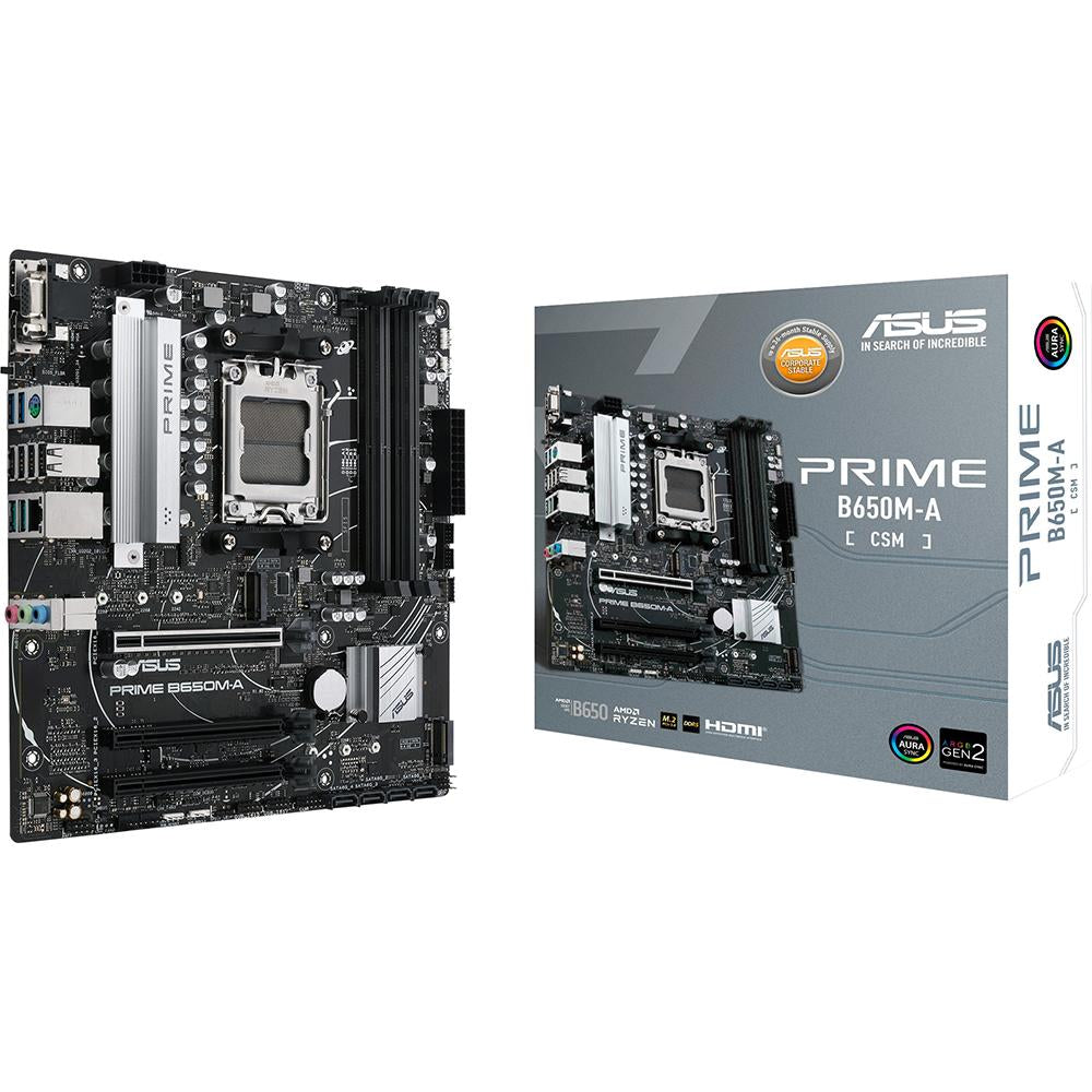 ASUS PRIME B650M-A CSM AMD AM5 Micro-ATX Motherboard - DDR5, PCIe 4.0, WiFi 6, USB 3.2 Gen 2 | Perfect for Gaming PC Builds, Content Creation & Home Office Workstations