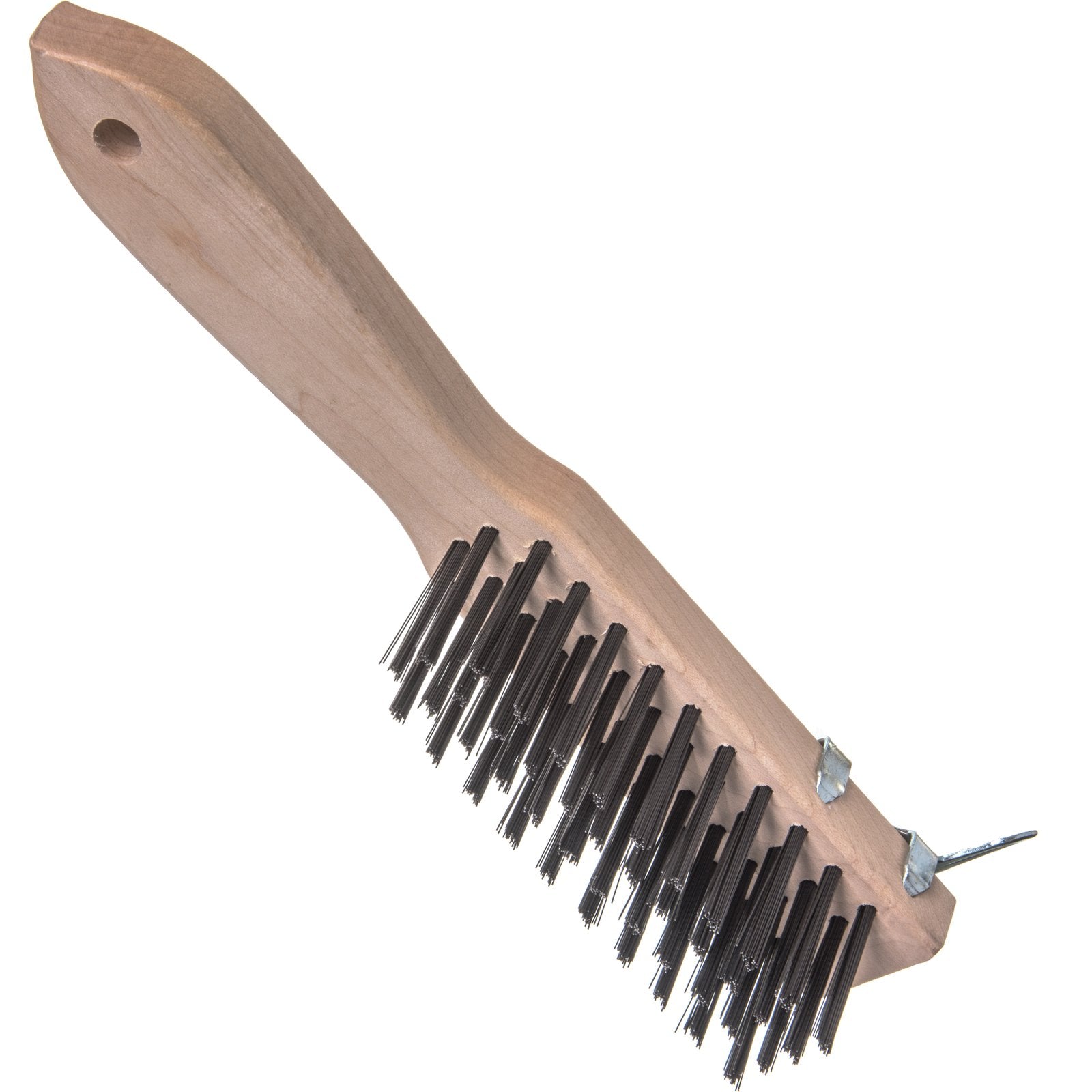 Heavy Duty Grill Scraper with Wood Handle & Steel Bristles - 13.75