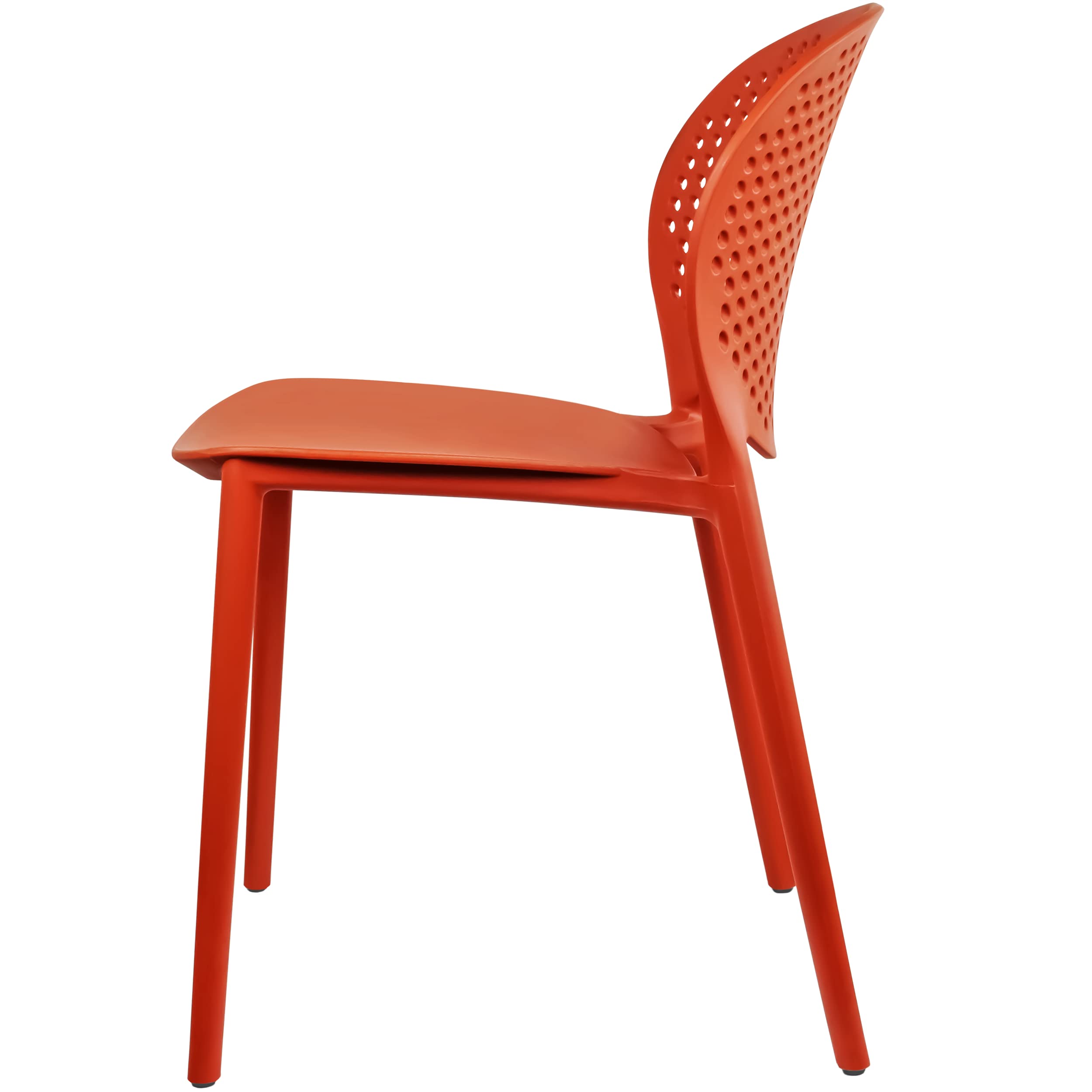 2xhome Set of 3 Modern Stackable Patio Chairs - Waterproof Outdoor Dining Chairs for Poolside, Garden, Restaurant & Indoor Use - Orange Accent Furniture for Kitchen, Living Room & Commercial Spaces