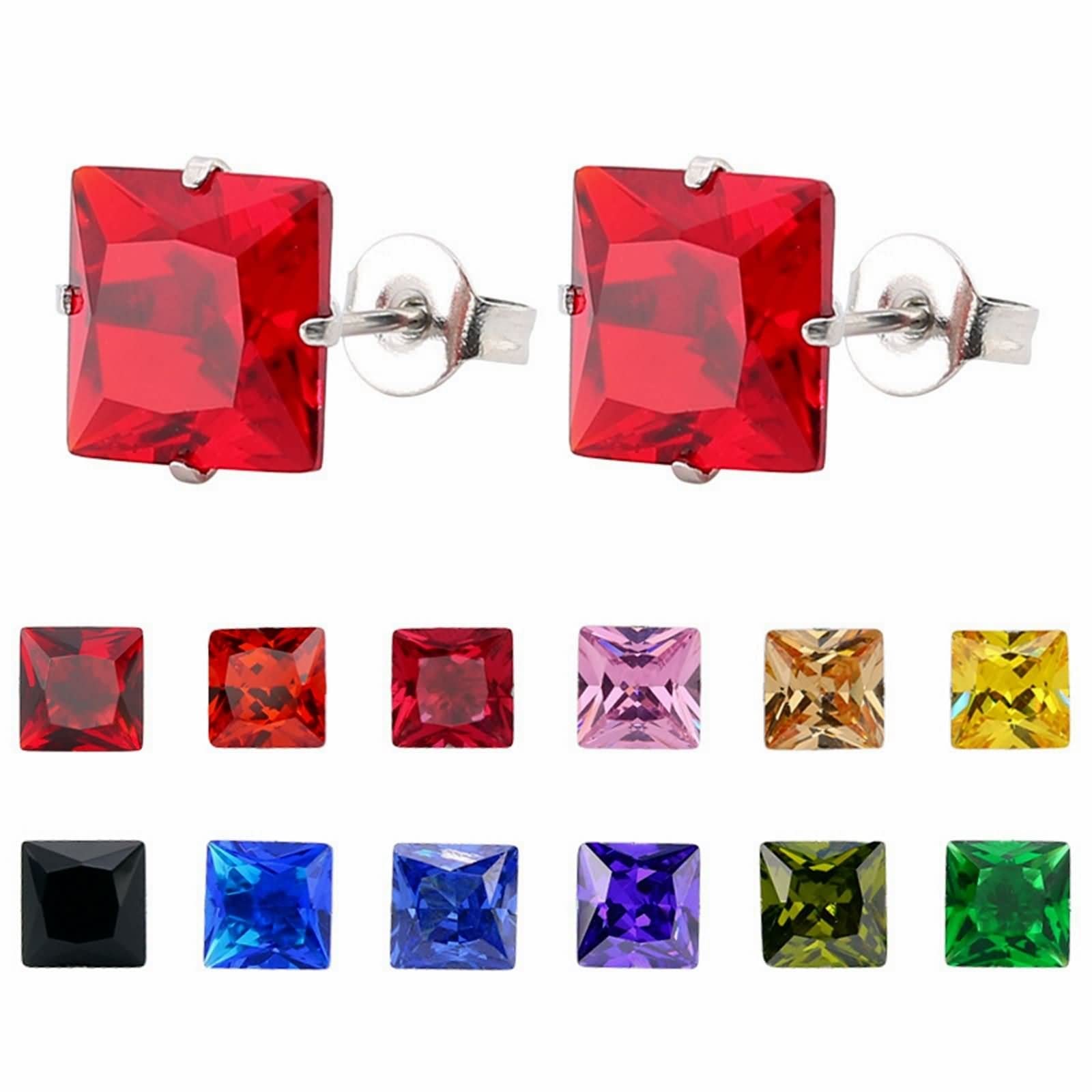 Skcess Silver Bridesmaid Earrings - Stainless Steel Square Stud Earrings for Women & Girls, Elegant Jewelry Gift for Weddings, Parties & Special Occasions