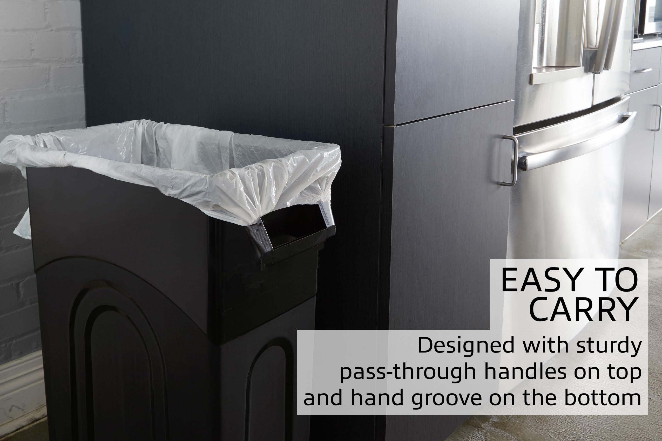 United Solutions 23 Gallon Highboy Waste Container - 2-Pack Slim Trash Can with Easy Bag Removal & Integrated Handles | Space Saving Design for Kitchen, Office, Bathroom | Indoor Outdoor Use in Black (TI0085)