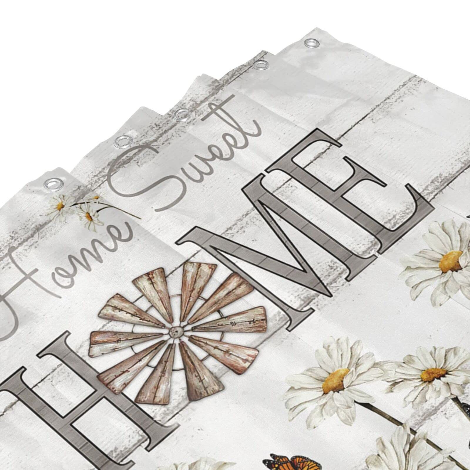 Farmhouse Daisy Shower Curtain - White Floral Bathroom Decor, Waterproof Polyester Fabric 60x72 Inch - Perfect for Rustic, Country & Neutral Bathroom Themes