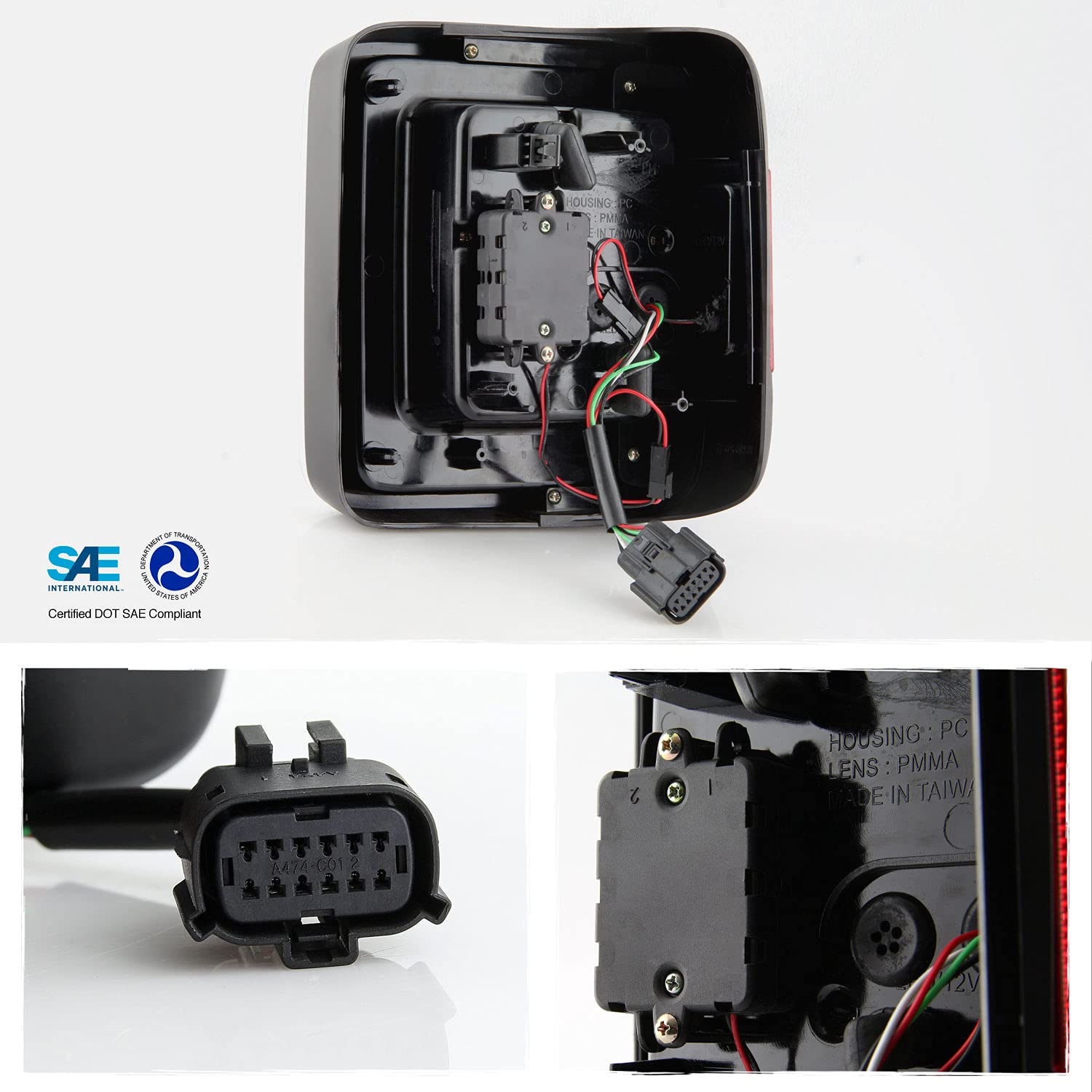 AKKON LED Tail Lights for 2018-2022 Jeep Wrangler JL - Smoked Black Sequential Turn Signal Brake Lights (Halogen Style) - Perfect for Off-Roading & Night Driving Safety