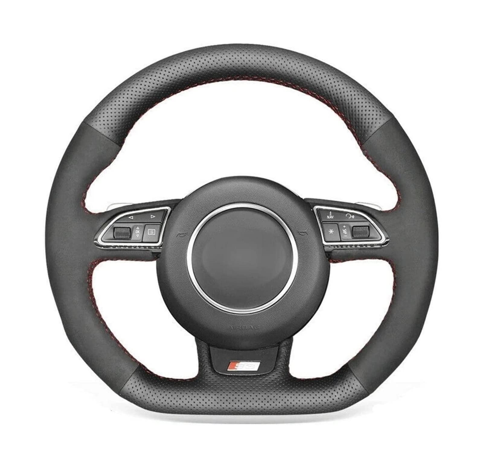 Premium Anti-Slip Steering Wheel Cover for Audi S1 (8X) S3 (8V) S4 (B8) S5 (8T) S6 S7 RS Q3 SQ - Soft DIY Car Steering Wheel Protector - Perfect for Daily Driving & Long Road Trips