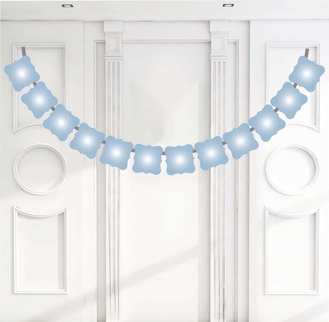 Dusty Blue Party Decorations - Photo String & Birthday Banner for Bridal Showers, Engagement & Baby Showers | Elegant Backdrop for Weddings & Celebrations