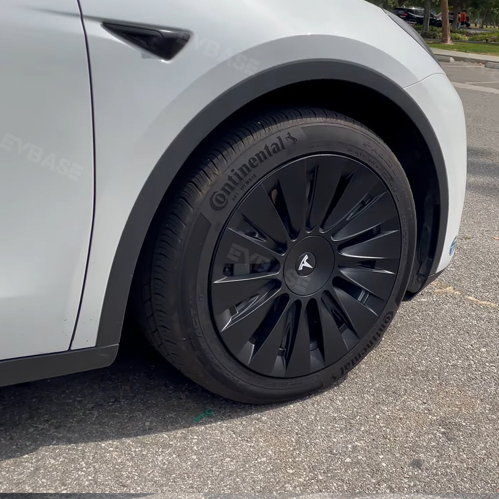 Tesla Model Y 19 Inch Gemini Wheel Covers (4-Piece Set) - Sleek Matte Black Induction Style Hub Caps - Perfect for Protection & Aesthetic Upgrade on Model Y 2017-2023