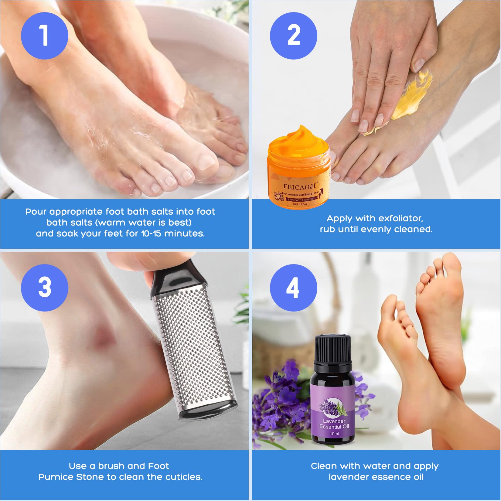 Tea Tree Oil Foot Soak Salt Kit - Moisturizing, Odor Reducing & Pain Relief for Feet - Includes Foot Cream & Massager - Perfect for Home Spa & Pedicure - Ideal for Relaxation, Self-Care & Post-Workout Recovery