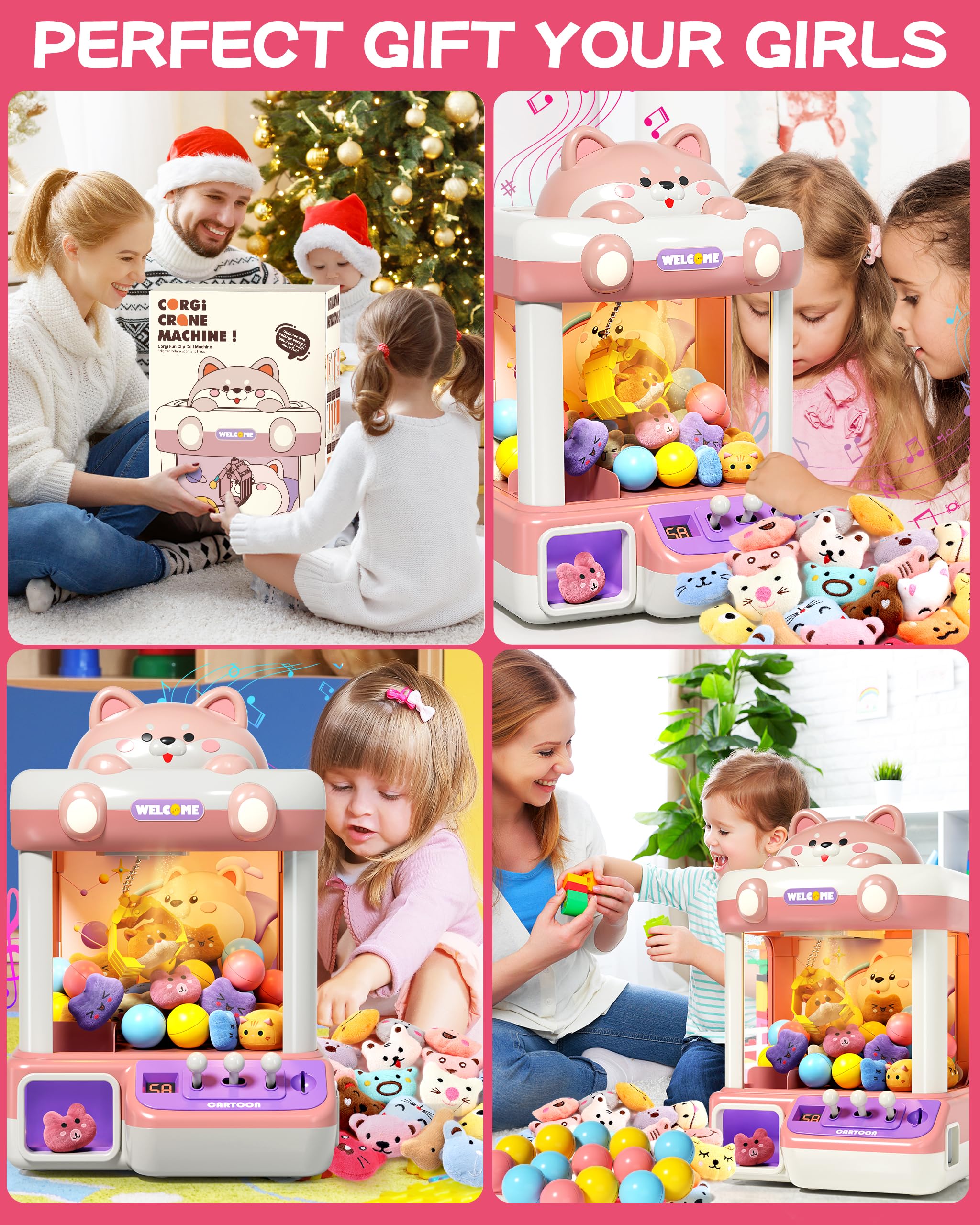 Mini Claw Machine for Kids - Electronic Vending Game with Music & 45 Prizes - Fun Prize Dispenser Toy for Boys & Girls - Perfect for Birthday Parties, Arcades & Family Game Nights